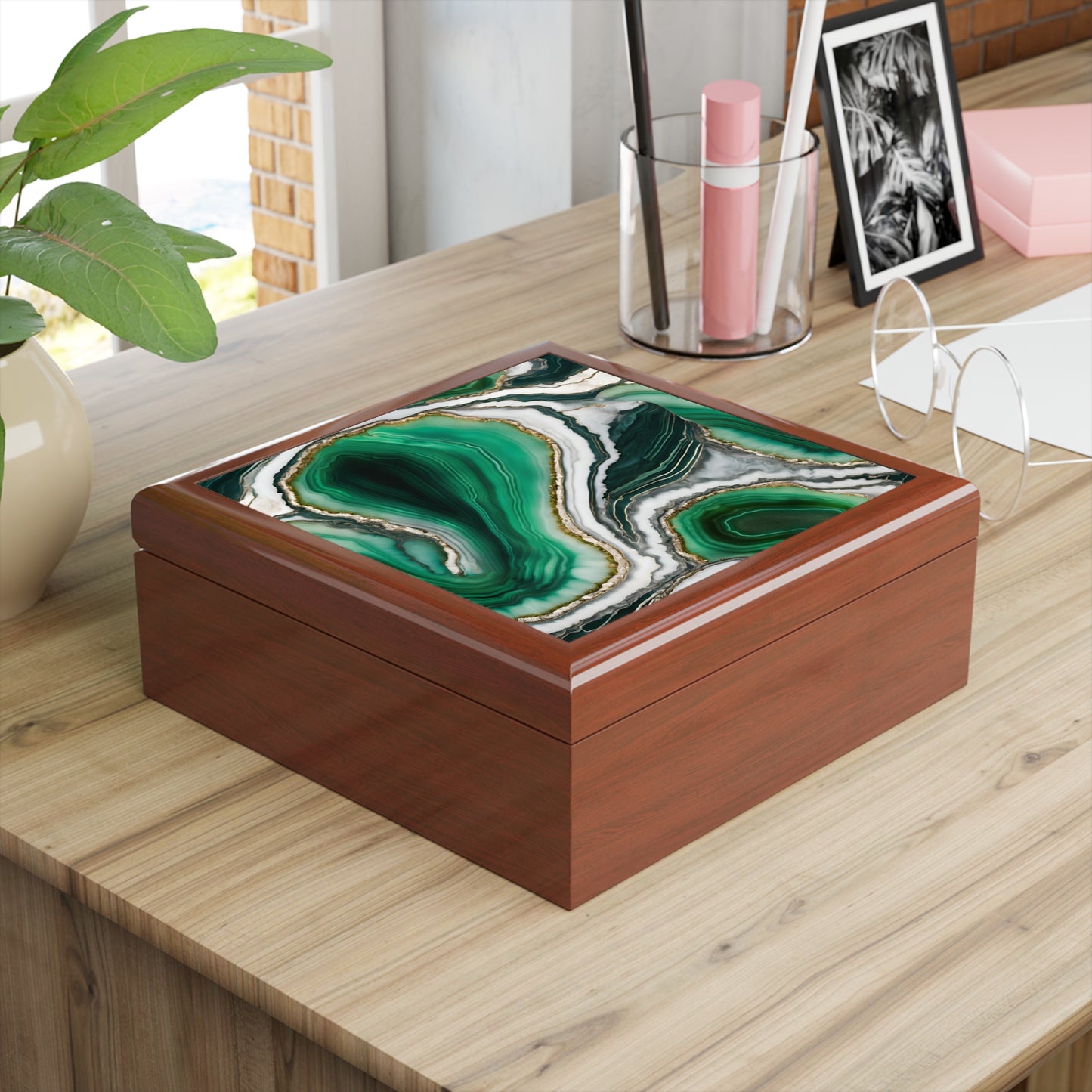 Unique Art Print Design Jewelry Box Trinket Box Bedroom Dresser Decor Vanity Gift Box - 3 colors to choose from
