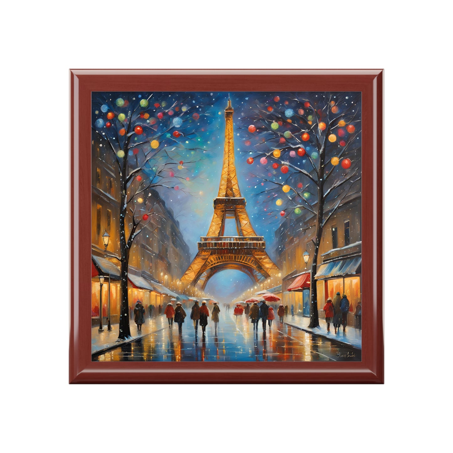 Unique Art Eiffel Tower Print Design Jewelry Box Trinket Box Bedroom Dresser Paris Decor Vanity Gift Box - 3 colors to choose from