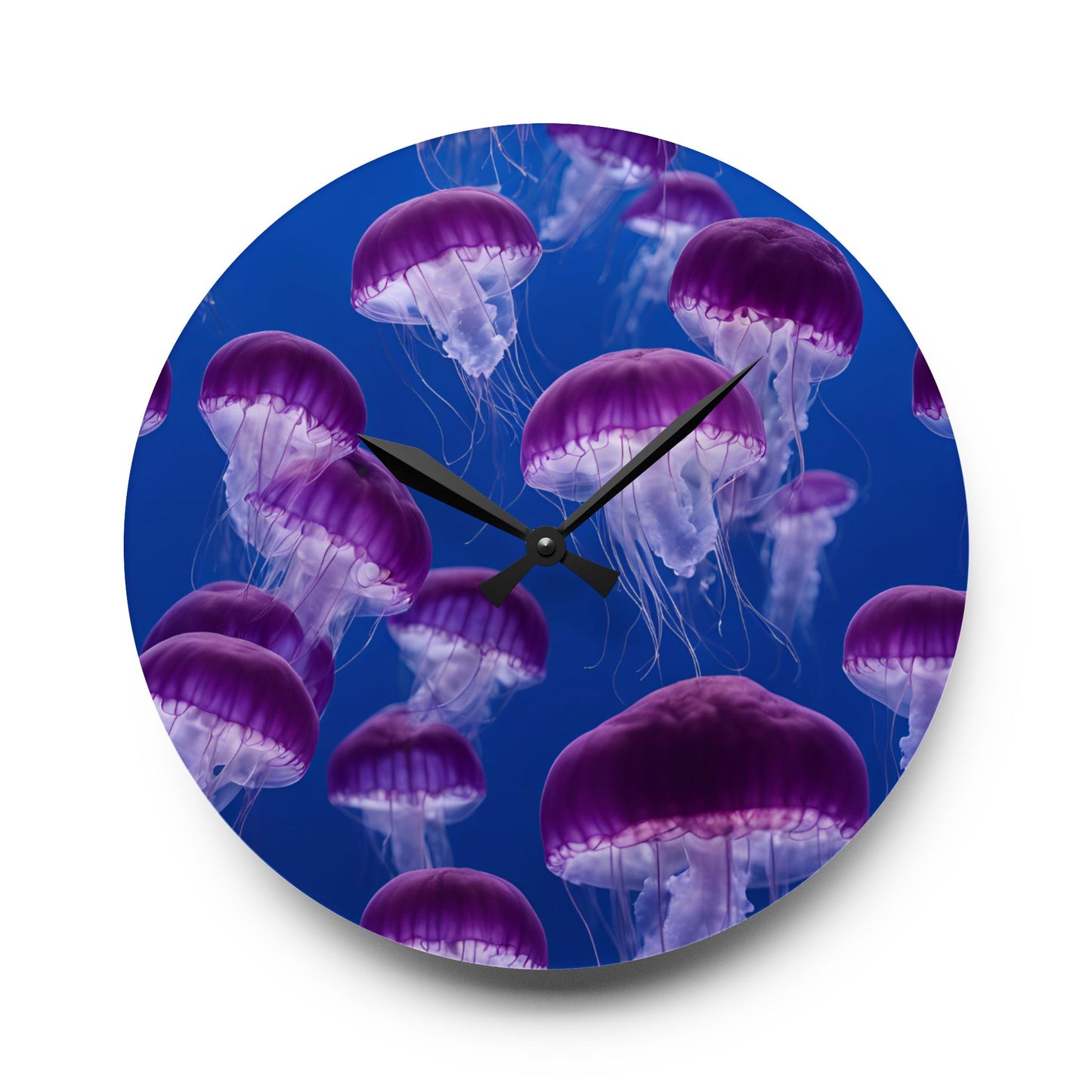 Jellyfish Design Acrylic Clock Unique Colorful Wall Clock for Kitchen or Living Room Nature Lover Underwater Gift