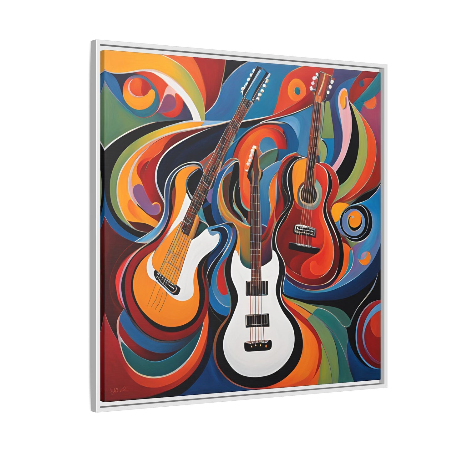 Modern Music-Themed Print Abstract Design Unique Framed Canvas Print Guitar Wall Art Music Lover Gift Decor 3 frame colors