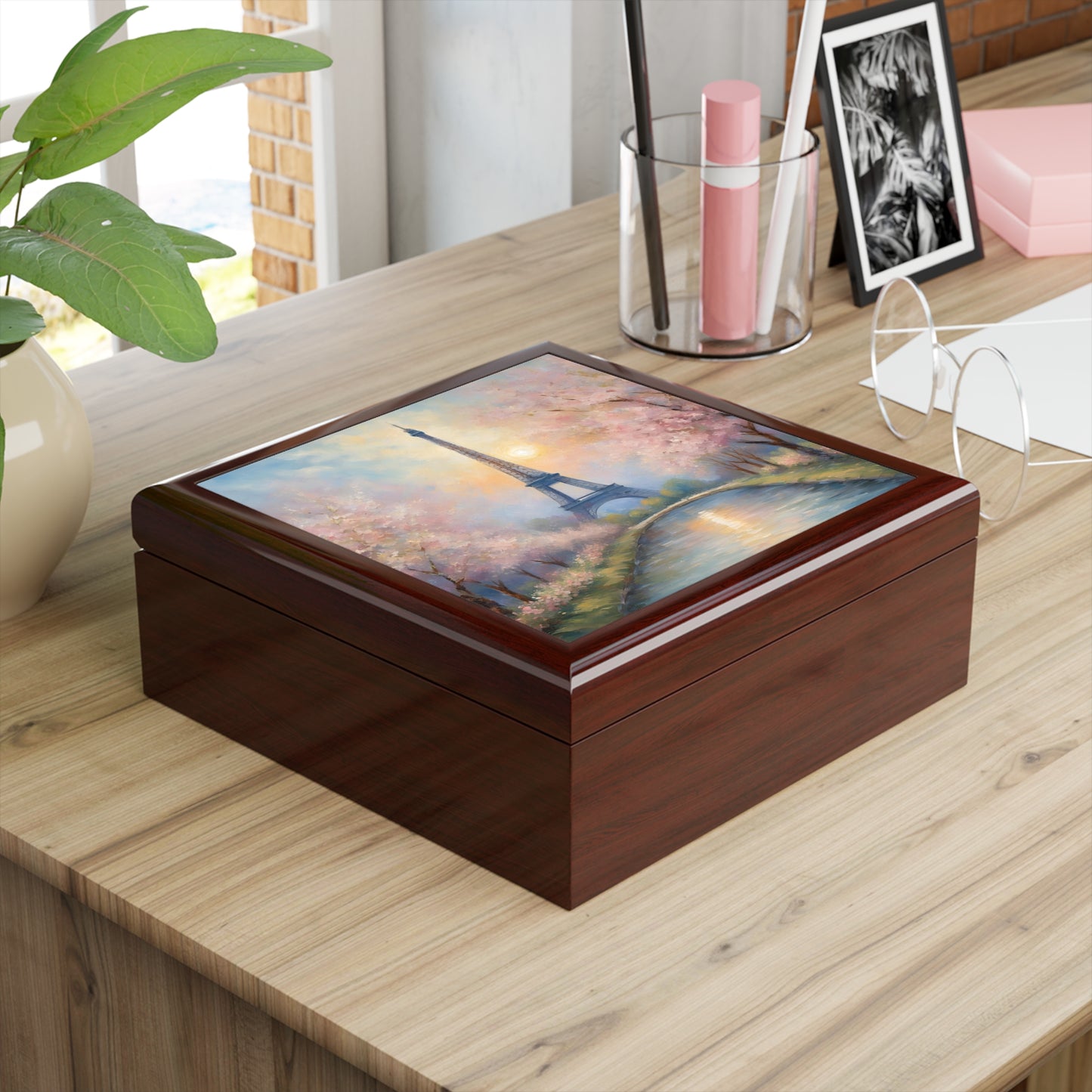 Unique Jewelry Box Paris Eiffel Tower Trinket Box Bedroom Dresser Palm Tree Decor French Design Vanity Gift Box - 3 colors to choose from