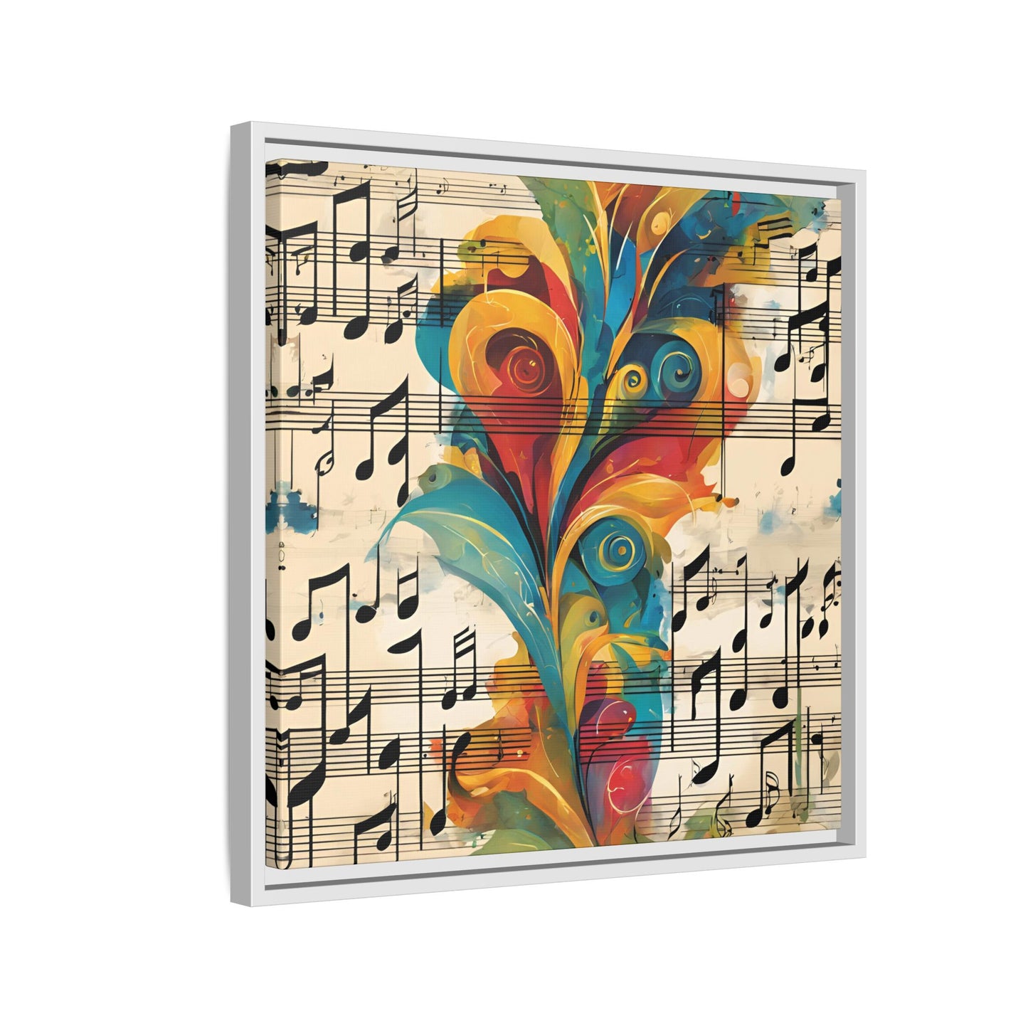 Modern Sheet Music-Themed Print Abstract Design Unique Framed Canvas Print Treble Clef Note Wall Art Music Lover Gift Decor 3 frame colors