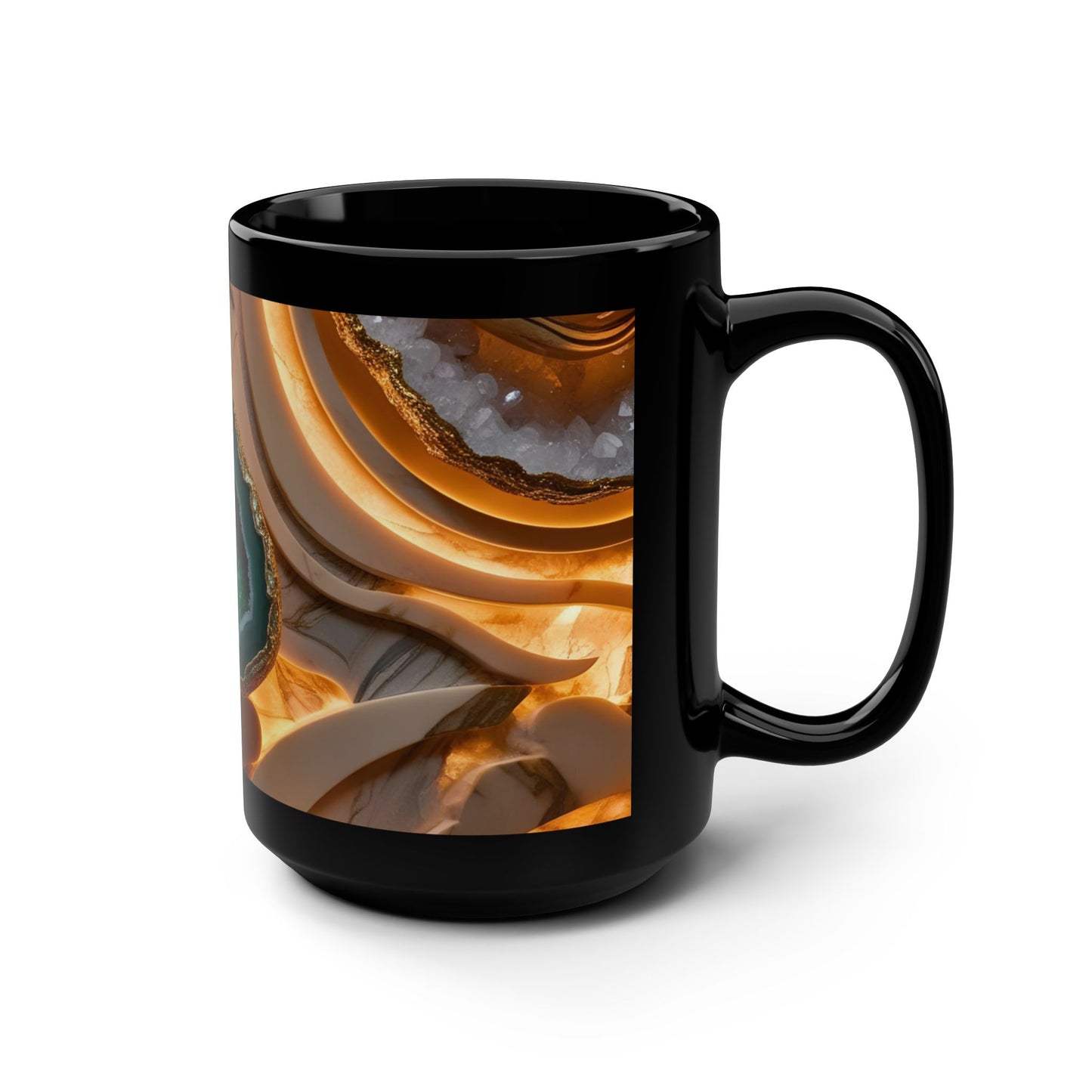 Ceramic Coffee Mug Geode-Inspired Image Nature Lover Ceramic Teacup Gardener Gift Agate-look Rock Lover 15oz Mug