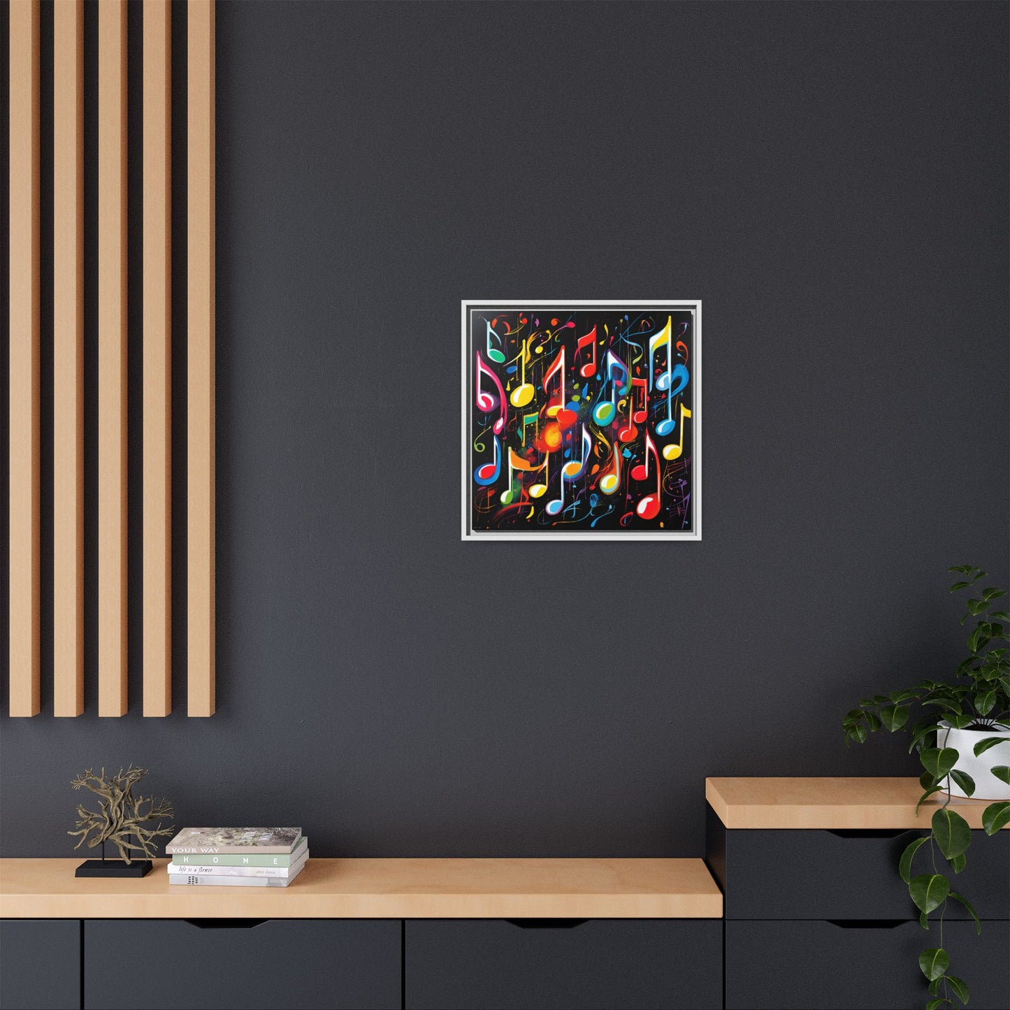 Modern Music-Themed Print Abstract Design Unique Framed Canvas Print Treble Clef Note Wall Art Music Lover Gift Decor 3 frame colors