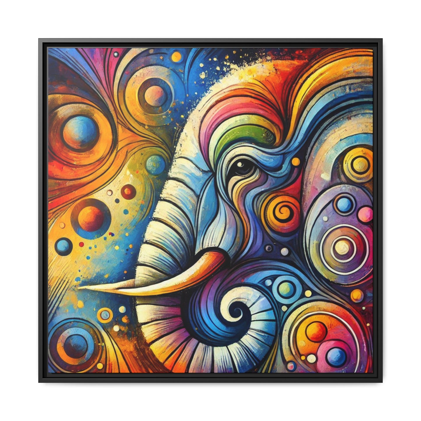 Modern Elephant Print Abstract Design Unique Framed Canvas Print African Wall Art Animal Lover Gift Nature Lover Decor 3 frame colors