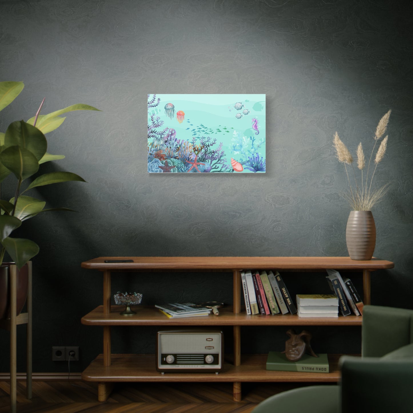 Underwater Print Wall Art | Matte Canvas, Stretched 1.25" | Oceanic | Artwork | Coral | Fish | Jellyfish | Seahorse |