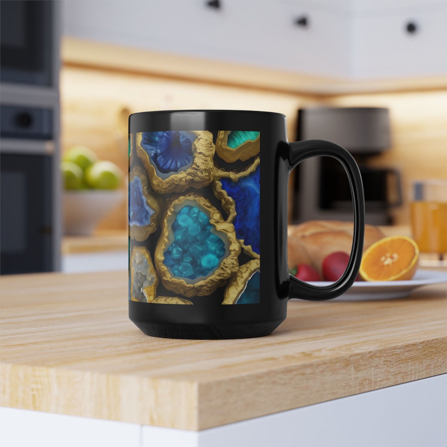 Ceramic Coffee Mug Quartz-Inspired Agate Image Nature Lover Ceramic Unique Colorful Teacup Geode Rock Gemstone Lover Ceramic 15 oz Mug