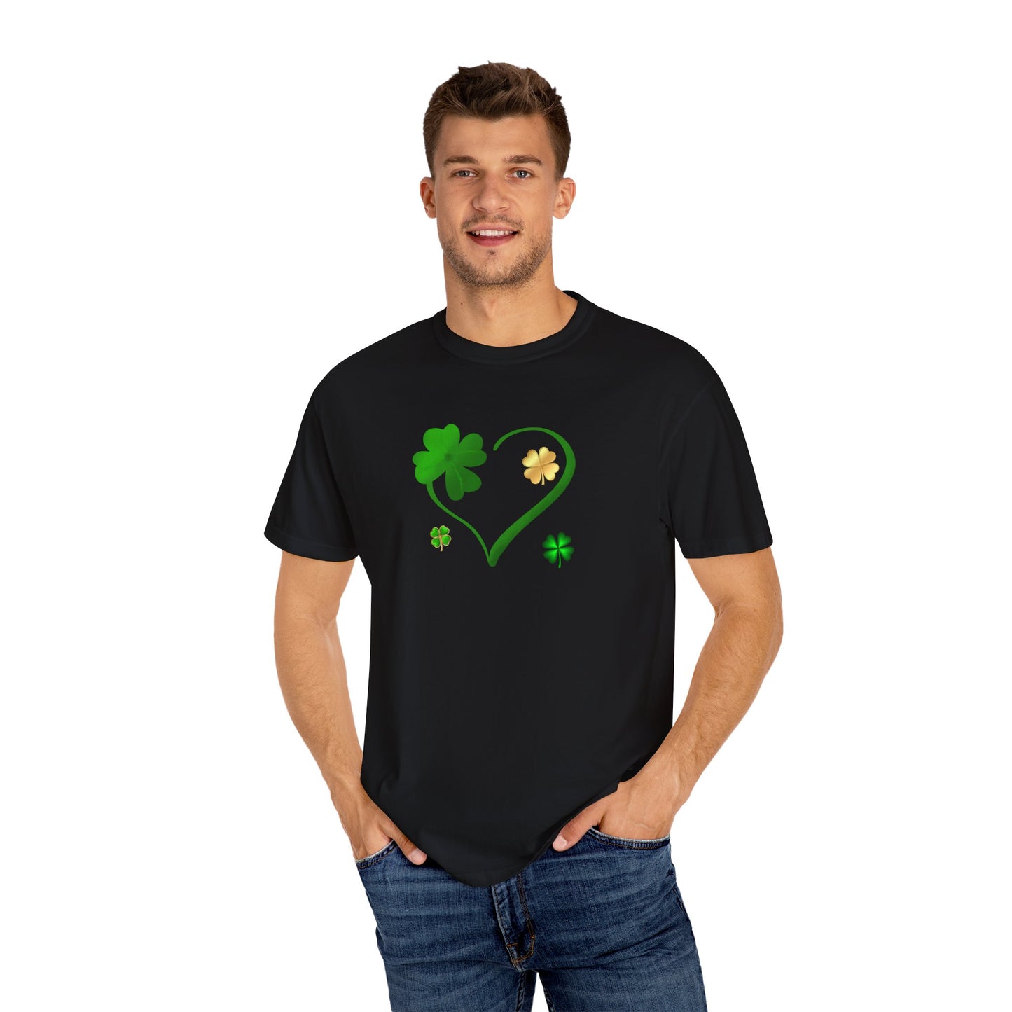St. Patrick's Day T-Shirt Unisex Comfort Colors Relaxed Fit Garment-Dyed Tee 4 Leaf Clover Shirt Irish Themed Gift