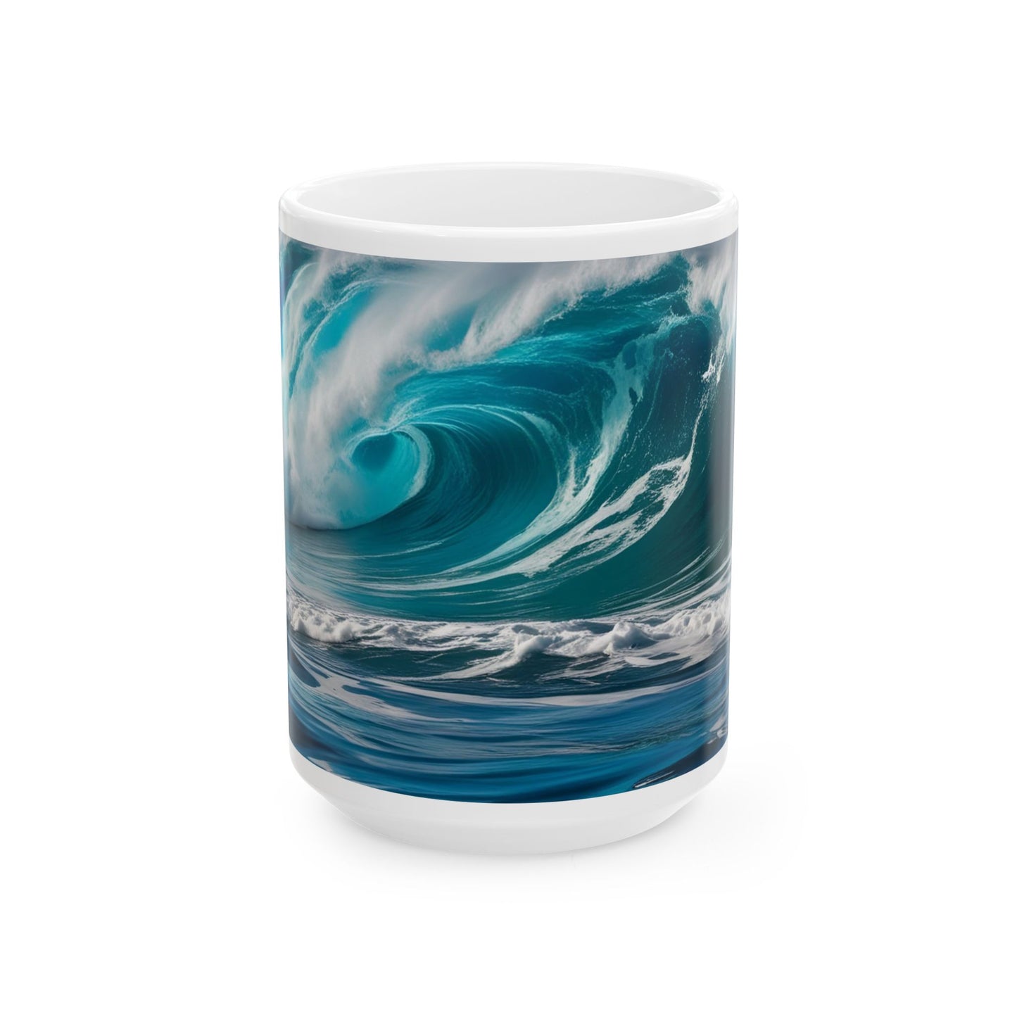 Ceramic Beach Theme Coffee Mug Modern Wave Design Mug Tea Cup Oceanic Swirl Design Salt Life Surfer Beachy Ceramic Mug