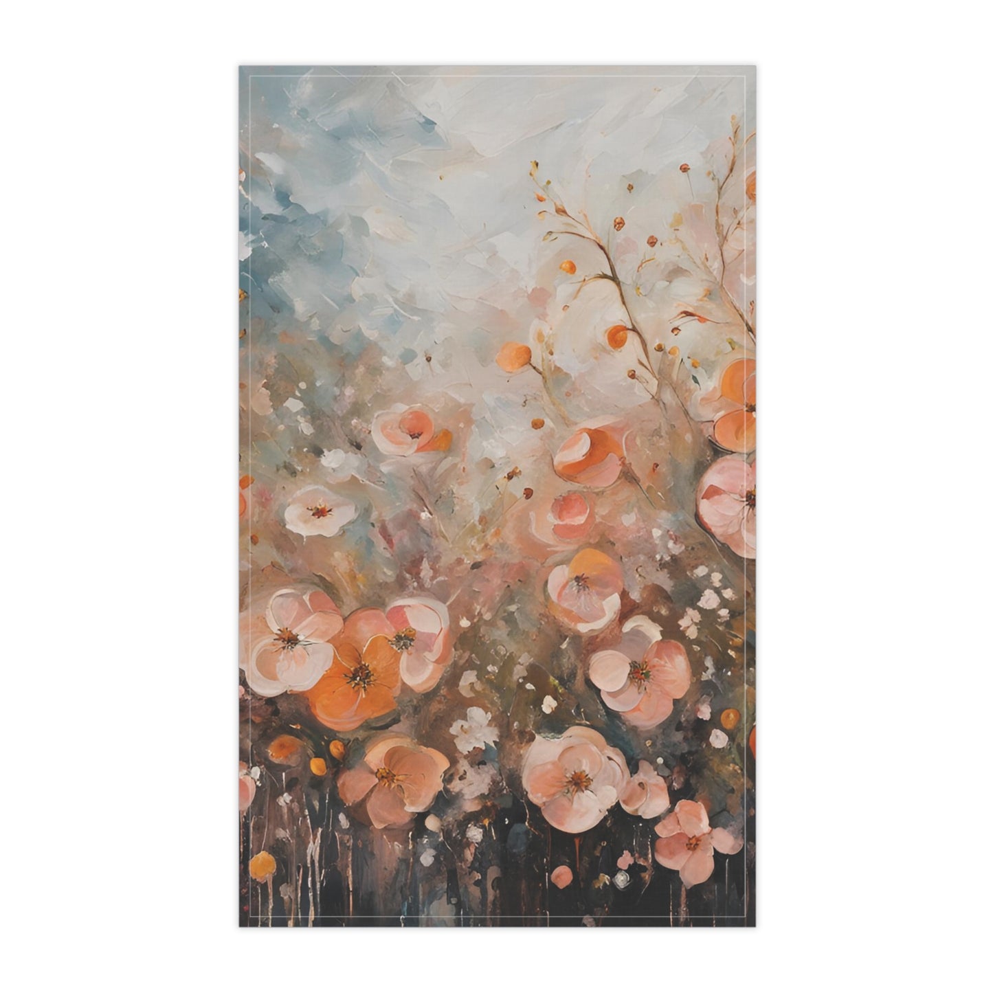 Floral Kitchen Tea Towel Pastel Dish Towel Durable Hand Towel Gift for Flower Lover Whimsical Home Decor Decorative Kitchen Cotton Twill