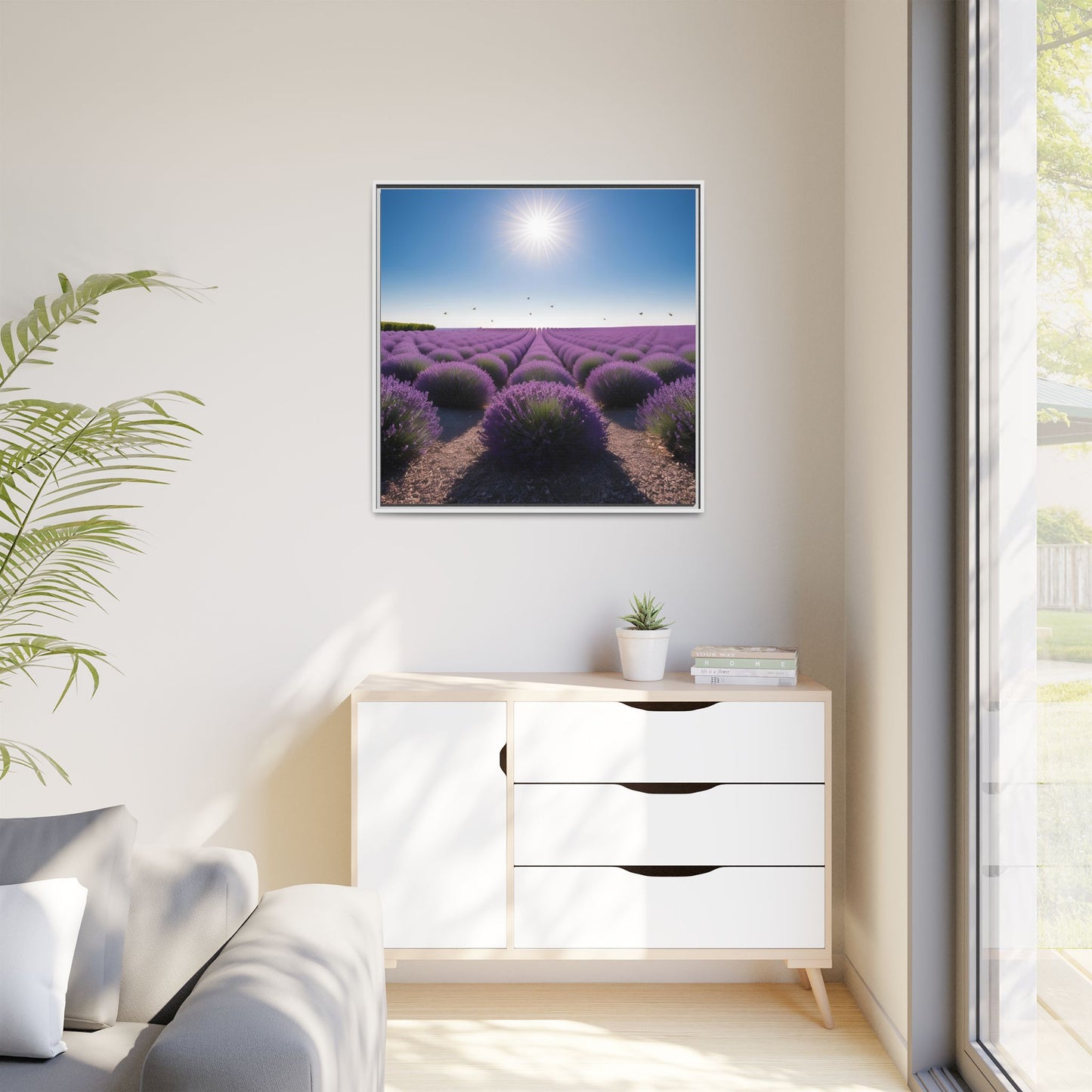 Lavender Flower Fields Unique Framed Canvas Wall Art Flower Lover Gift Wildflower Artwork Nature Lover Lanscape Gift 3 frame colors