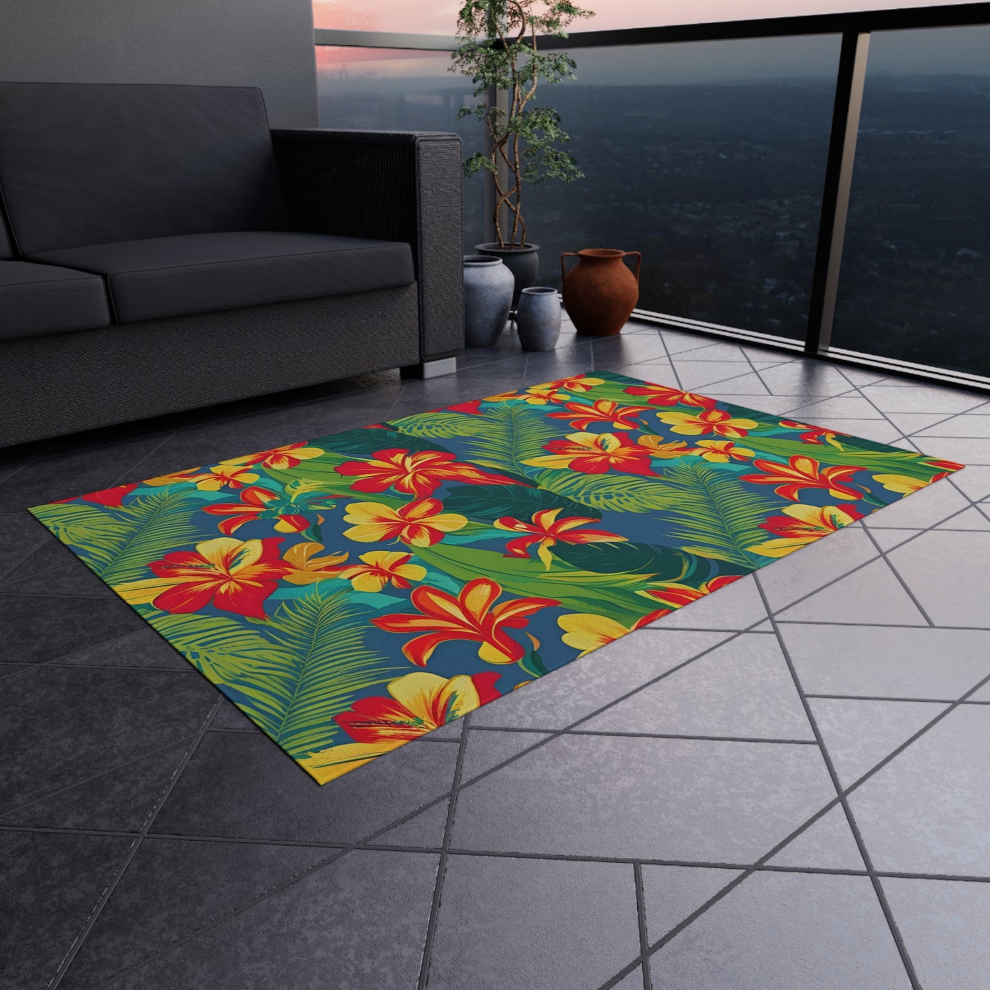 Chenille Outdoor Rug with No-Skid Backing Cozy Outdoor Carpet Patio Decor Gazebo Tropical Rug Pool Area Decor Outdoor Kitchen Carpet