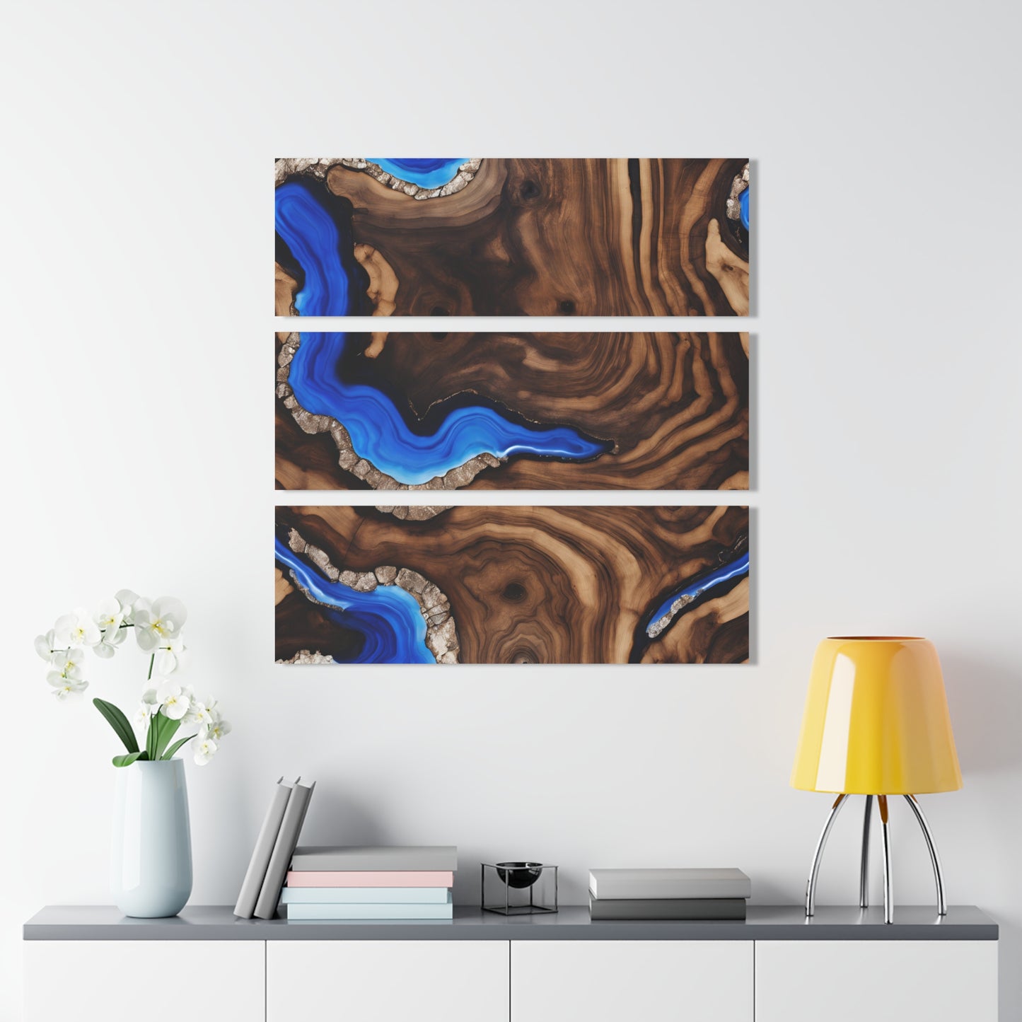 Geode-Inspired Wood-look Design Triptych Acrylic Print Wall Art Nature Lover Gift Geology Agate Rock Lover Gift