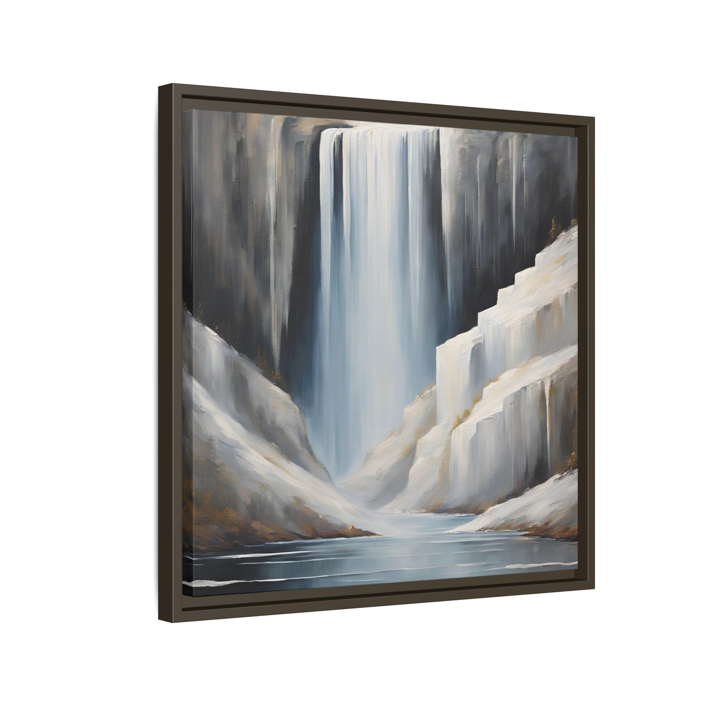 Modern Abstract Waterfall Design Unique Framed Canvas Wall Art Ocean Beach Gift Nature Lover Gift Mountain Landscape Gift 3 frame colors
