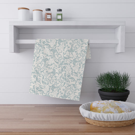 Damask Kitchen Tea Towel Pastel Dish Towel Durable Hand Towel Gift for Flower Lover Whimsical Home Decor Decorative Kitchen Cotton Twill