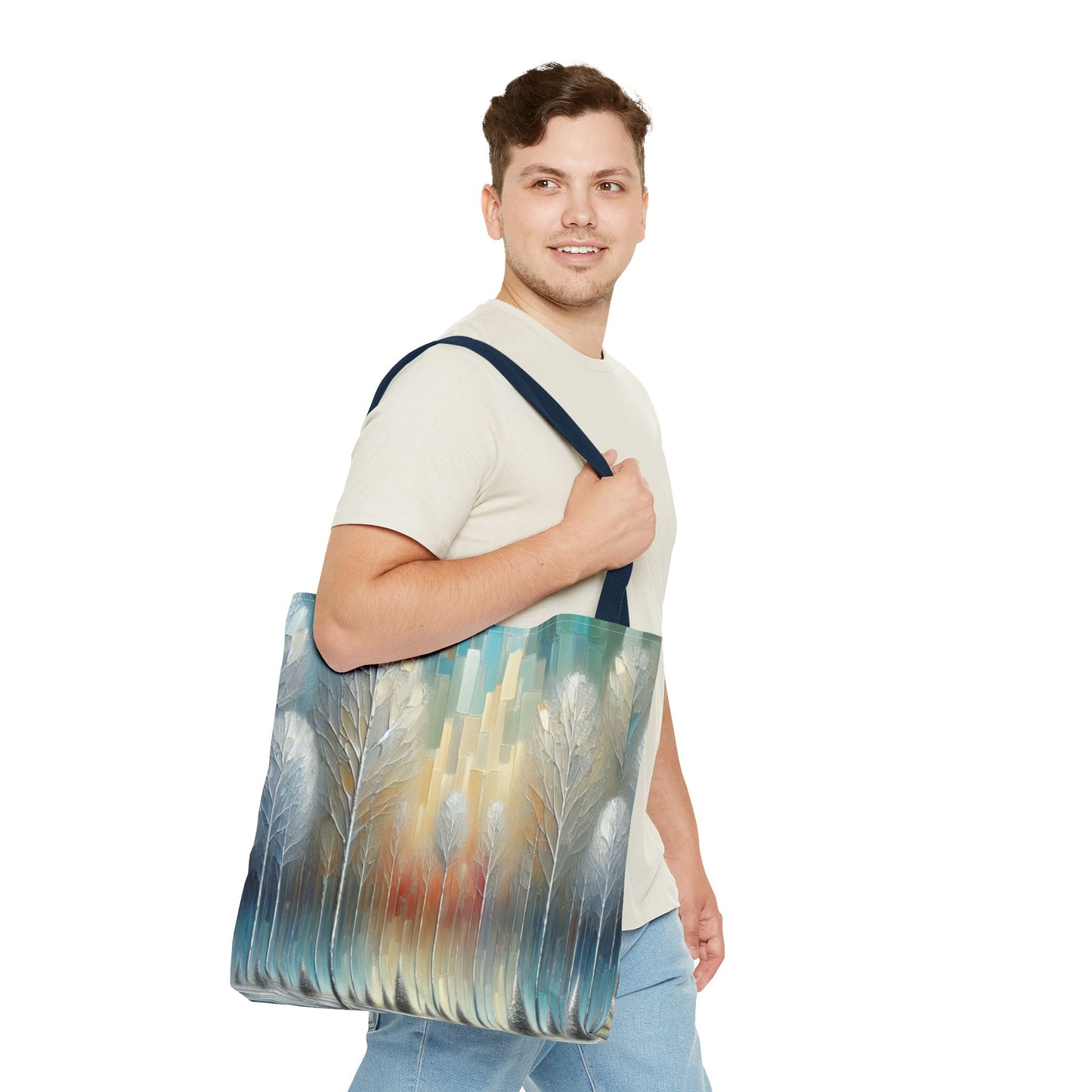 Modern Art Christmas Tote Bag Holiday Cheer Gift Glam Winter Accessory Reusable Winter Tree Shopping Bag Xmas Joy Unisex Bag for Him Her