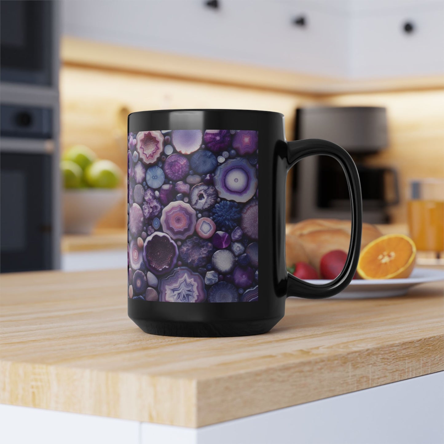 Ceramic Coffee Mug Purple Amethyst Quartz-Inspired Image Nature Rock Lover Ceramic Tea Cup Geode Inspired Agate Look Ceramic Mug