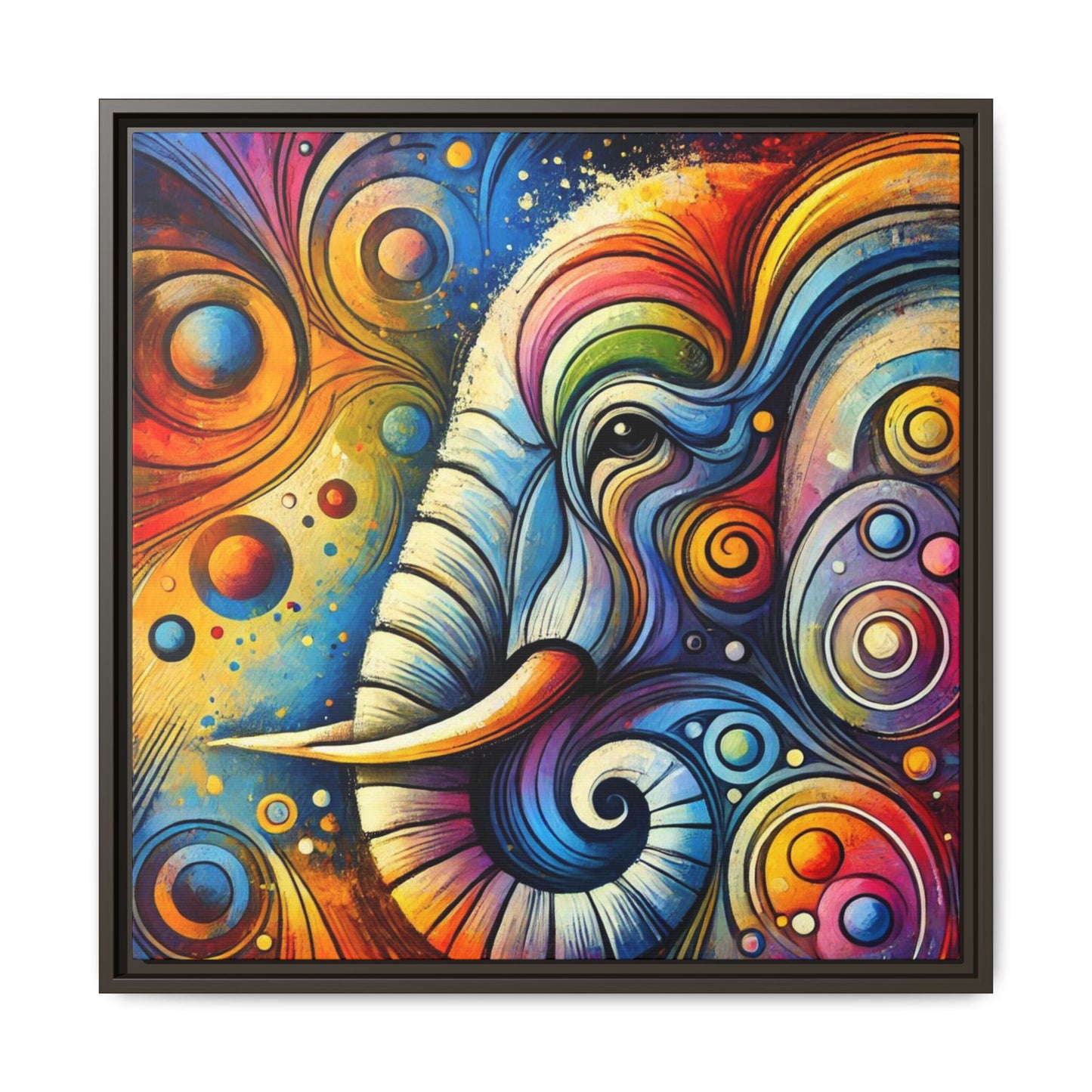 Modern Elephant Print Abstract Design Unique Framed Canvas Print African Wall Art Animal Lover Gift Nature Lover Decor 3 frame colors