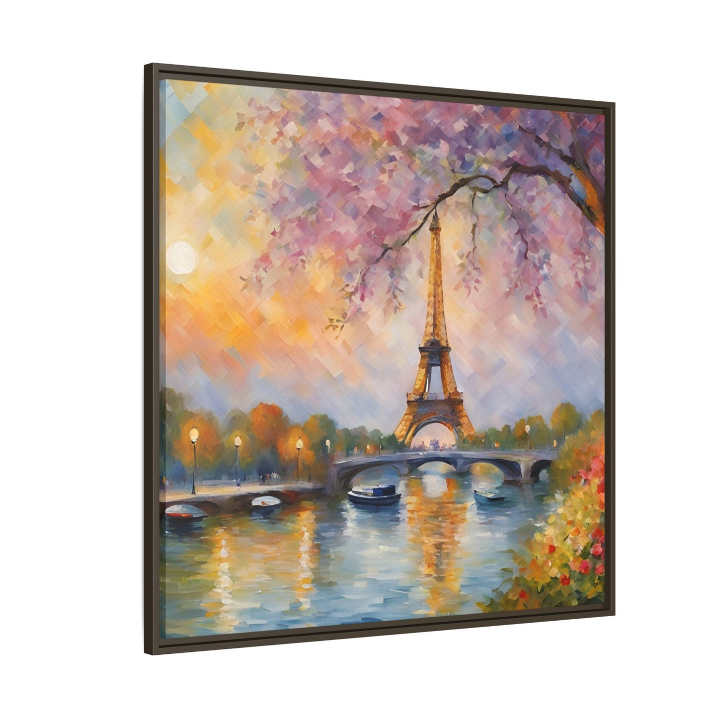 Modern Abstract Eiffel Tower Design Unique Framed Canvas Landscape Wall Art Paris France Gift Nature Lover Gift 3 frame colors