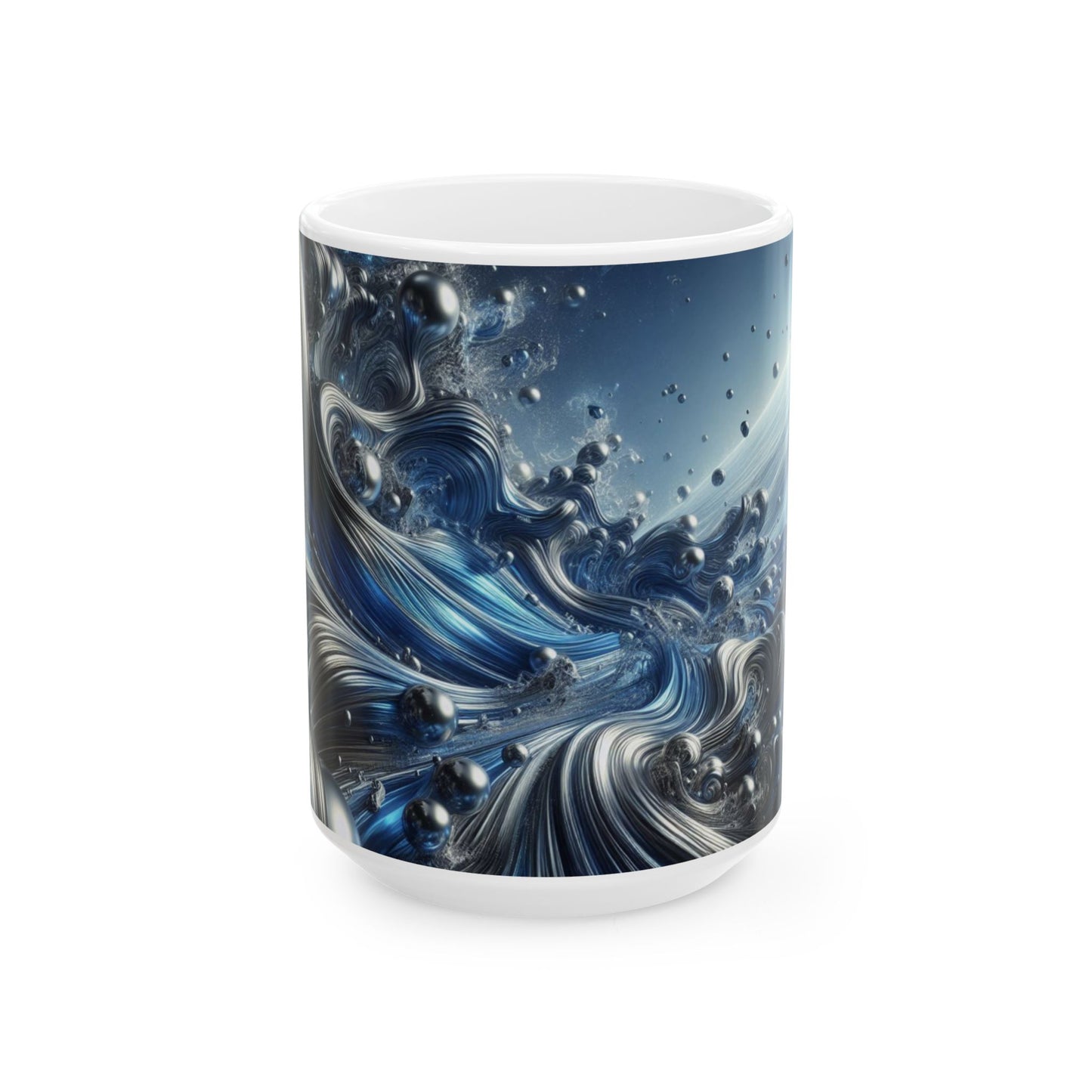 Ceramic Coffee Mug Modern Liquid Metal Wave Design Mug Tea Cup Oceanic Swirl Design Salt Life Surfer Ceramic Mug