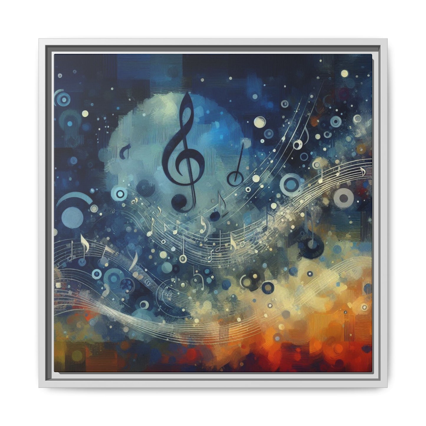 Modern Music-Themed Print Abstract Design Unique Framed Canvas Print Treble Clef Note Wall Art Music Lover Gift Decor 3 frame colors