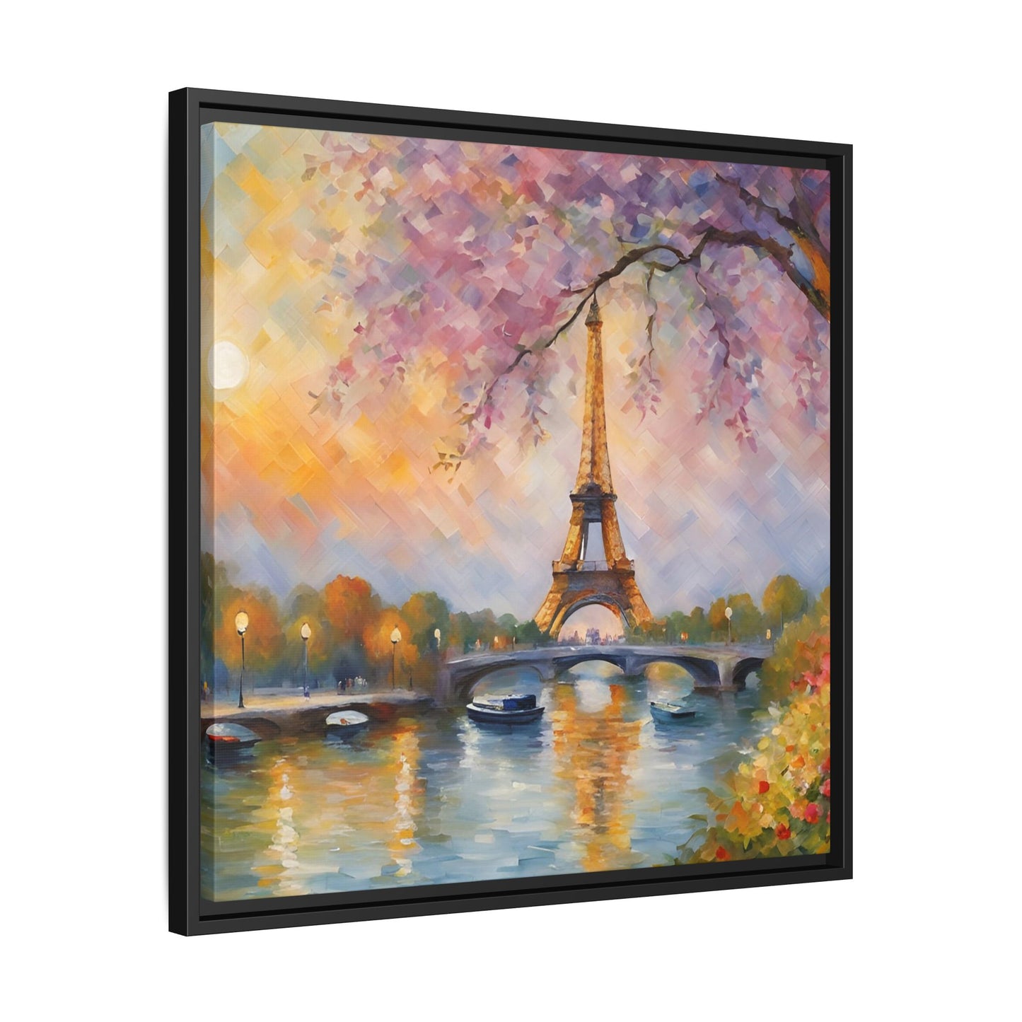 Modern Abstract Eiffel Tower Design Unique Framed Canvas Landscape Wall Art Paris France Gift Nature Lover Gift 3 frame colors