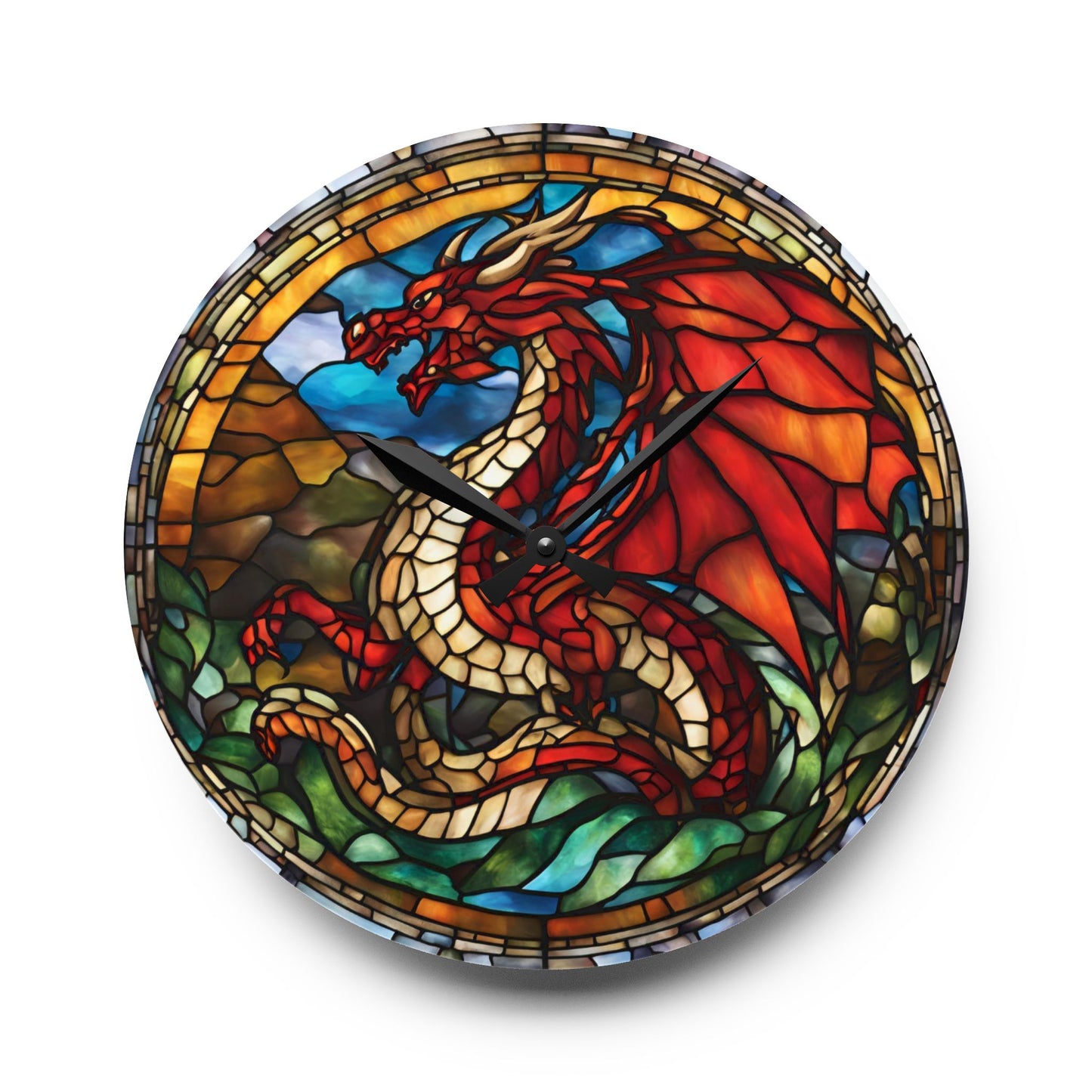 Dragon Design Acrylic Clock Unique Colorful Wall Clock for Kitchen or Living Room Nature Lover Mythical Creature Gift