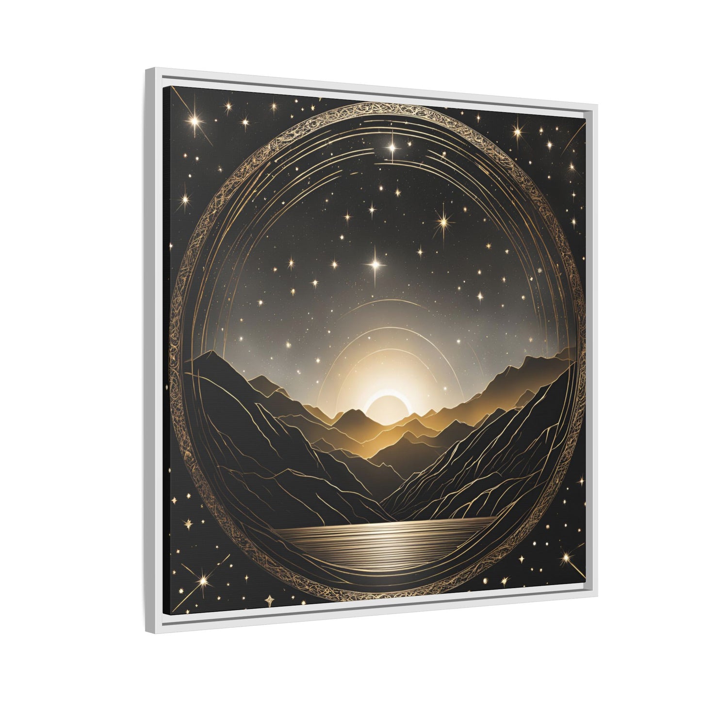 Boho Celestial Design Unique Framed Canvas Wall Art Sun and Stars Astrological Gift Nature Lover Gift Astronomy Gift 3 frame color choices