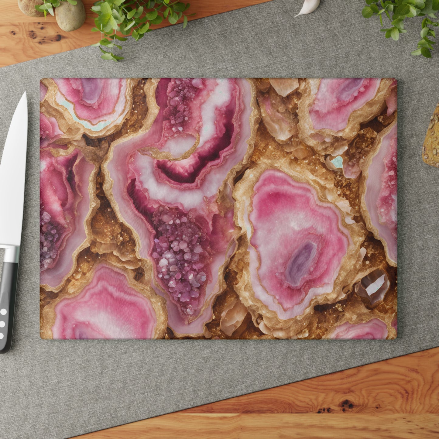 Copy of Kitchen Decor Glass Geode-Themed Image Unique Rock Lover Cutting Board Serving Tray Home Cook Gift Colorful Glass Charcuterie Board