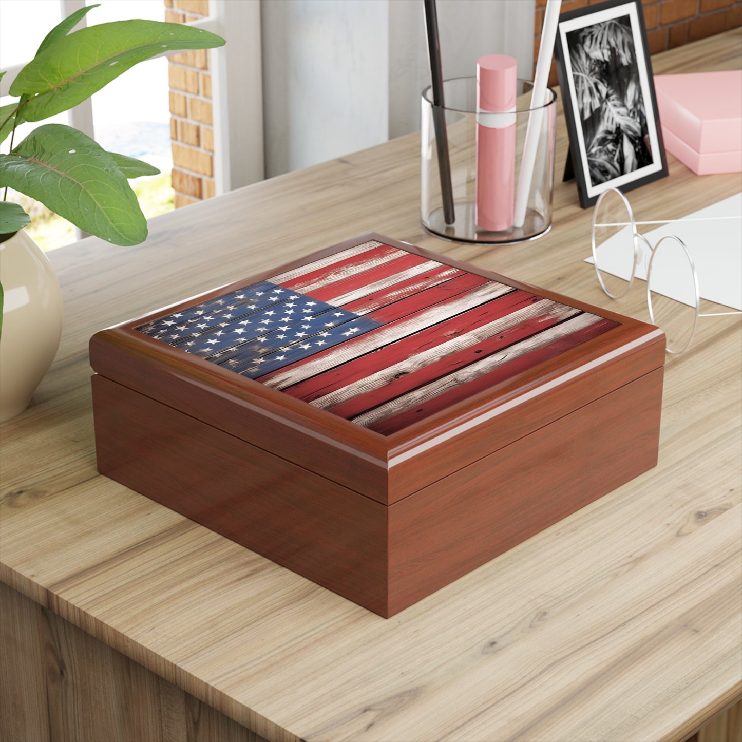 Unique Art Print Design Jewelry Box Trinket Box Bedroom Dresser Decor Vanity Gift Box - 3 colors to choose from