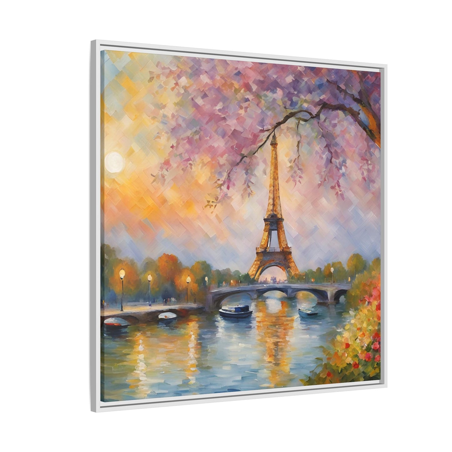 Modern Abstract Eiffel Tower Design Unique Framed Canvas Landscape Wall Art Paris France Gift Nature Lover Gift 3 frame colors