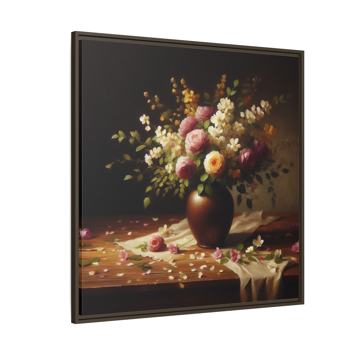 Vase of Flowers Unique Framed Canvas Wall Art Flower Lover Gift Wildflower Artwork Nature Lover Lanscape Gift 3 frame colors