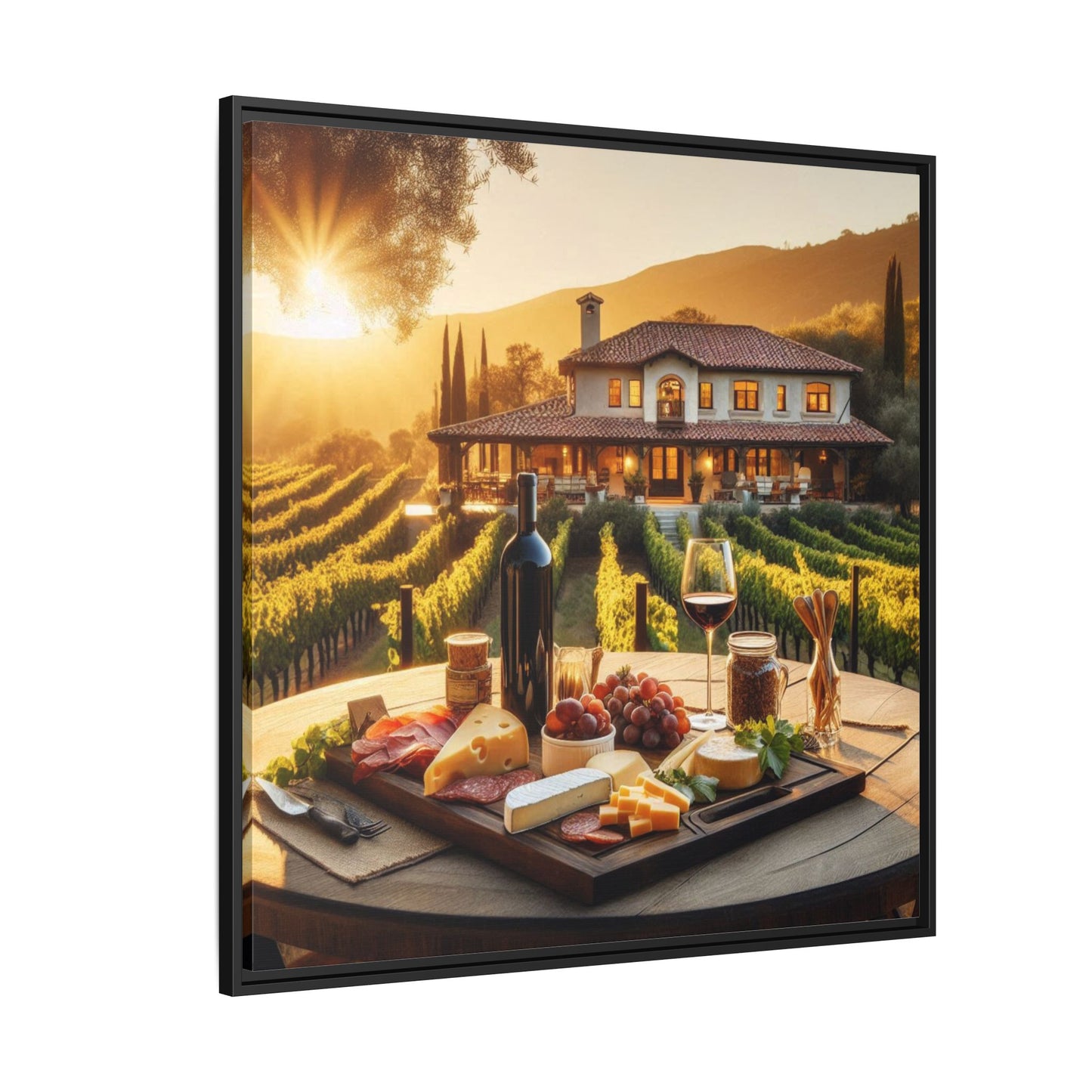 Vineyard Design Unique Framed Canvas Wall Art Gift Nature Lover Landscape Decor Wine Lover Gift Grape Vines Image 3 frame colors