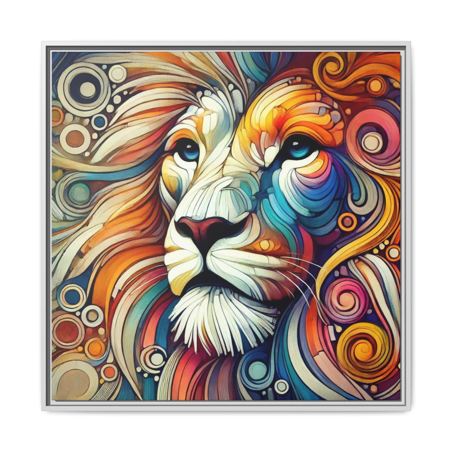 Modern Lion Print Abstract Design Unique Framed Canvas Print King of Jungle Wall Art Animal Lover Gift Nature Lover Decor 3 frame colors
