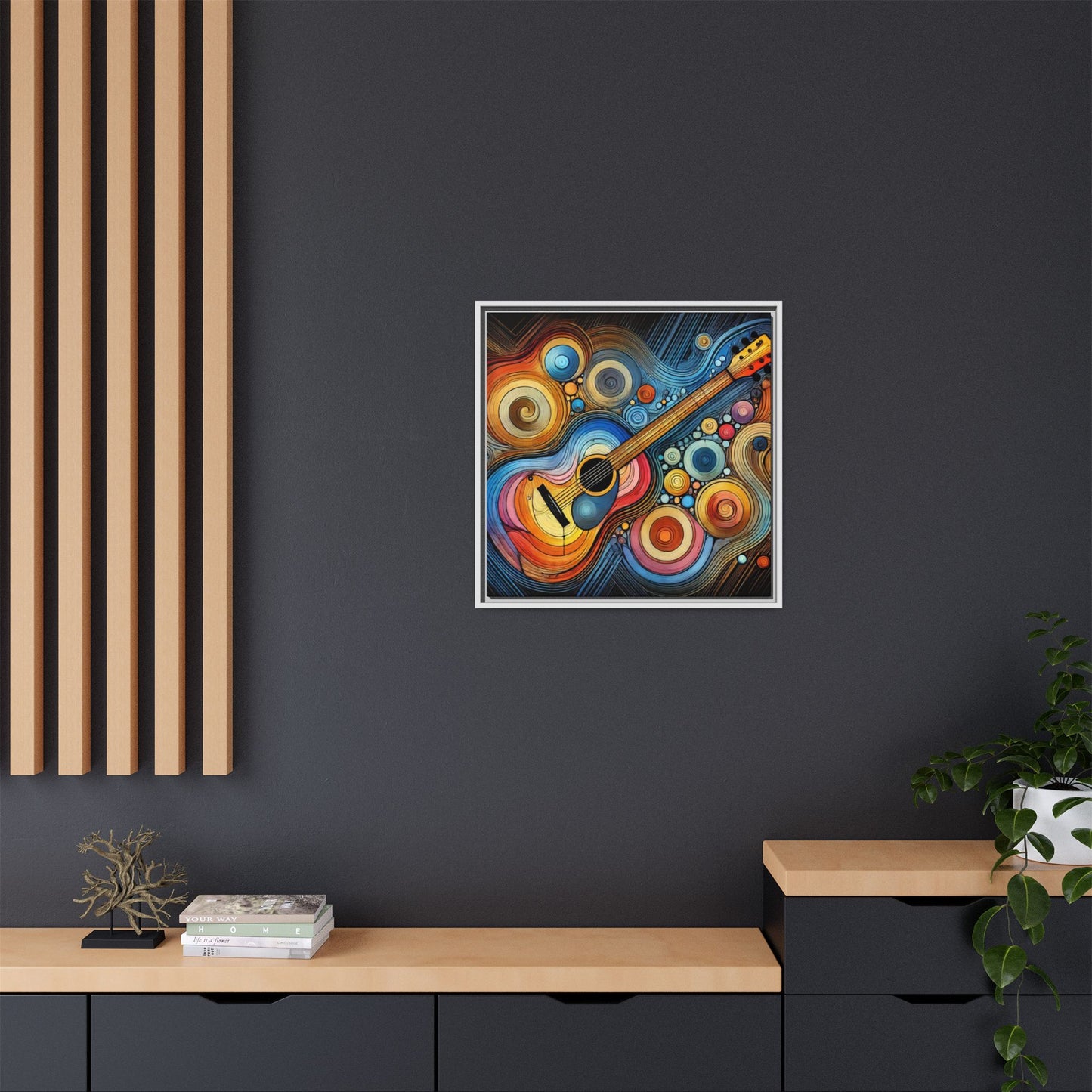 Modern Music-Themed Print Abstract Design Unique Framed Canvas Print Guitar Wall Art Music Lover Gift Decor 3 frame colors