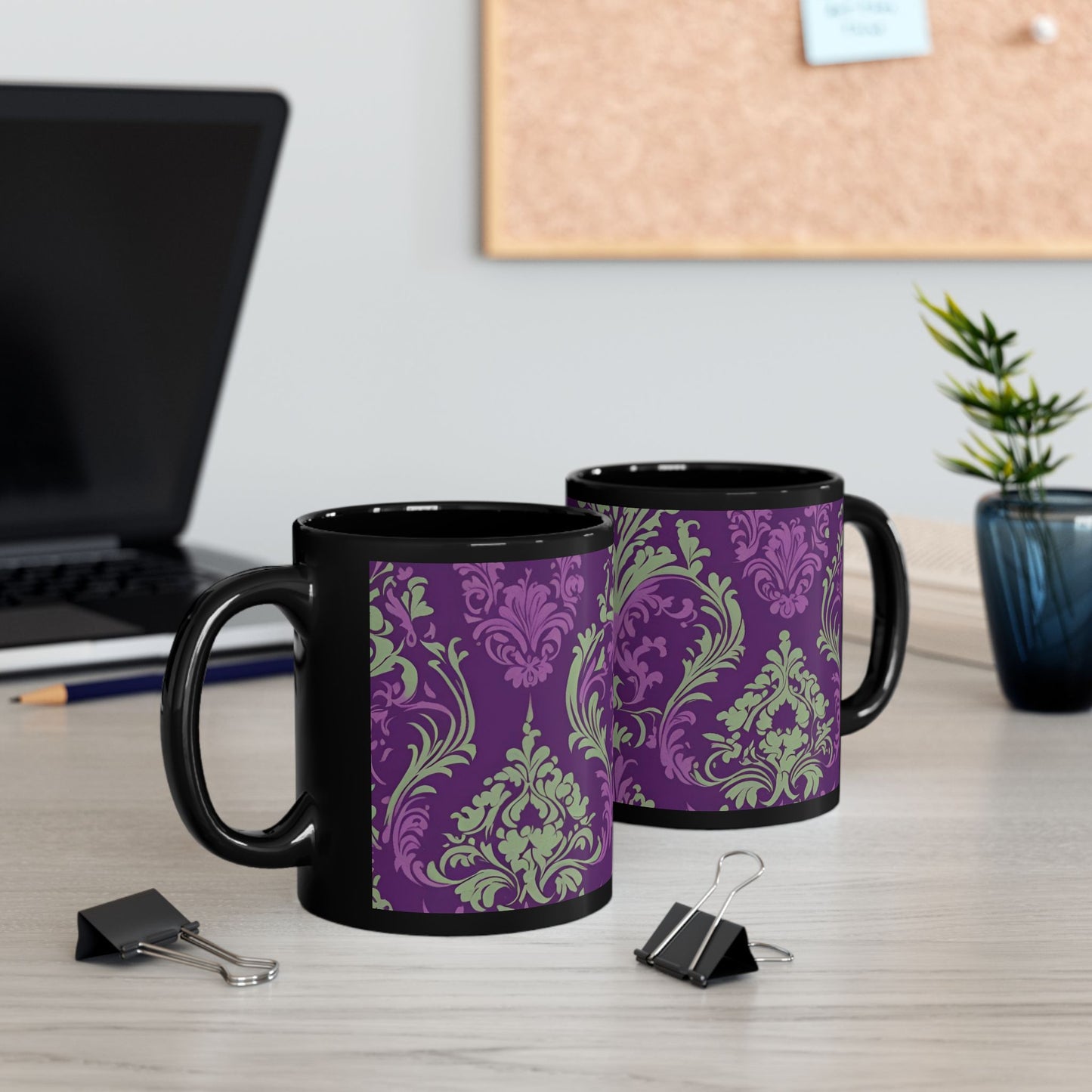 Elegant Damask Mug | Royal Purple Coffee Mug | Elegant Gift Mug