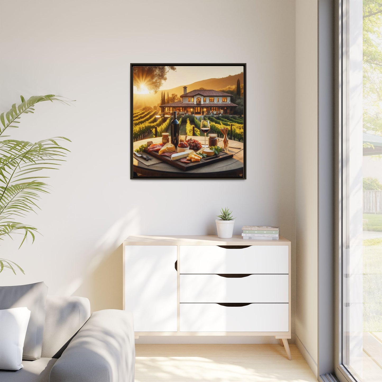 Vineyard Design Unique Framed Canvas Wall Art Gift Nature Lover Landscape Decor Wine Lover Gift Grape Vines Image 3 frame colors
