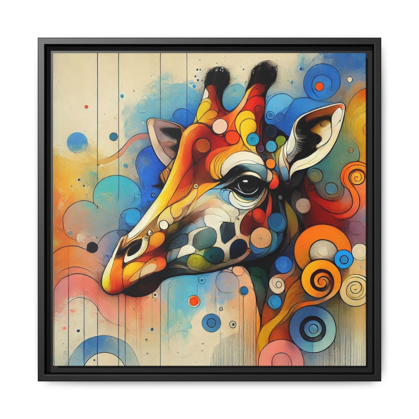 Modern Giraffe Print Abstract Design Unique Framed Canvas Print African Wall Art Animal Lover Gift Nature Lover Decor 3 frame colors