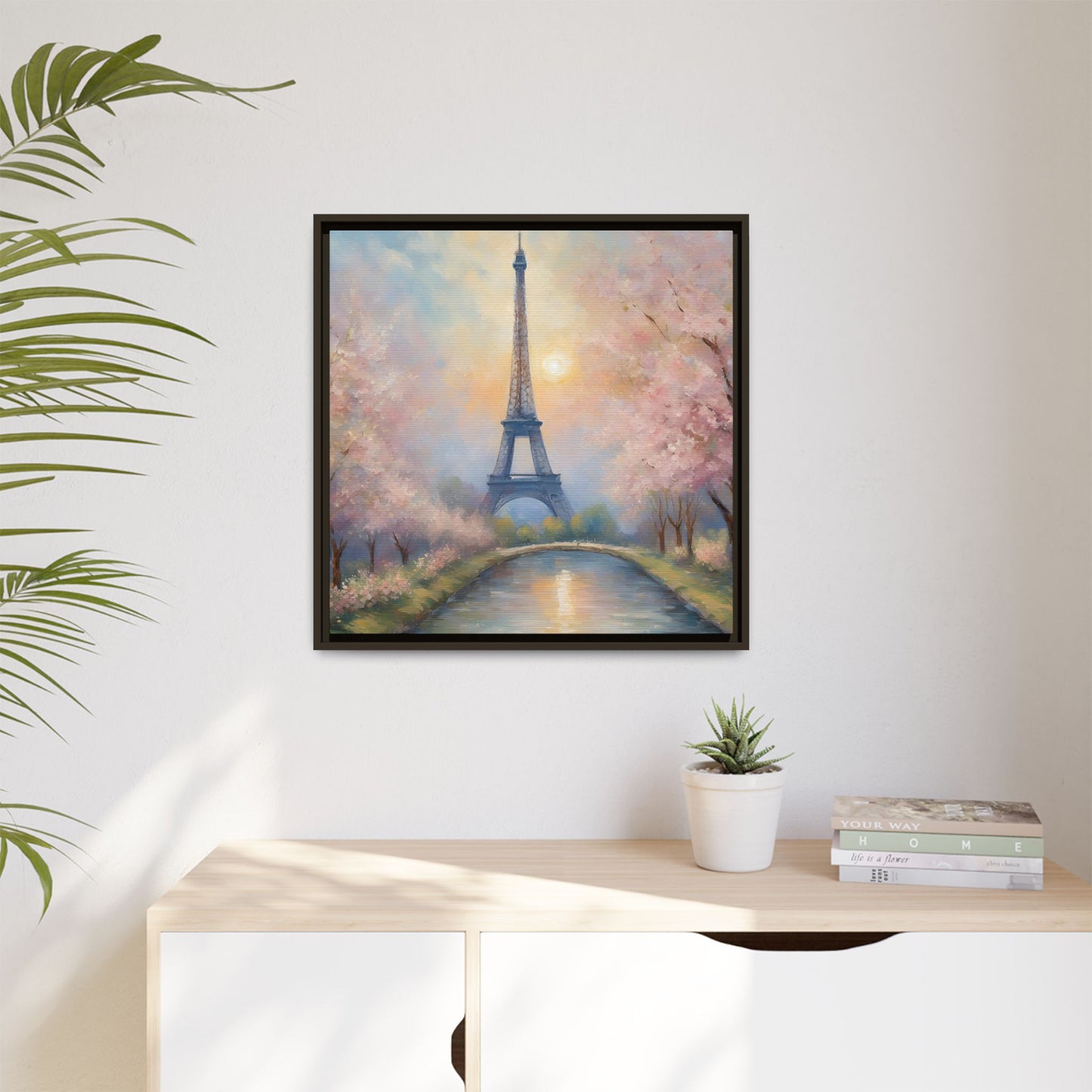 Modern Abstract Pastel Eiffel Tower Design Unique Framed Colorful Canvas Landscape Wall Art Paris France Gift Landscape Gift 3 frame colors