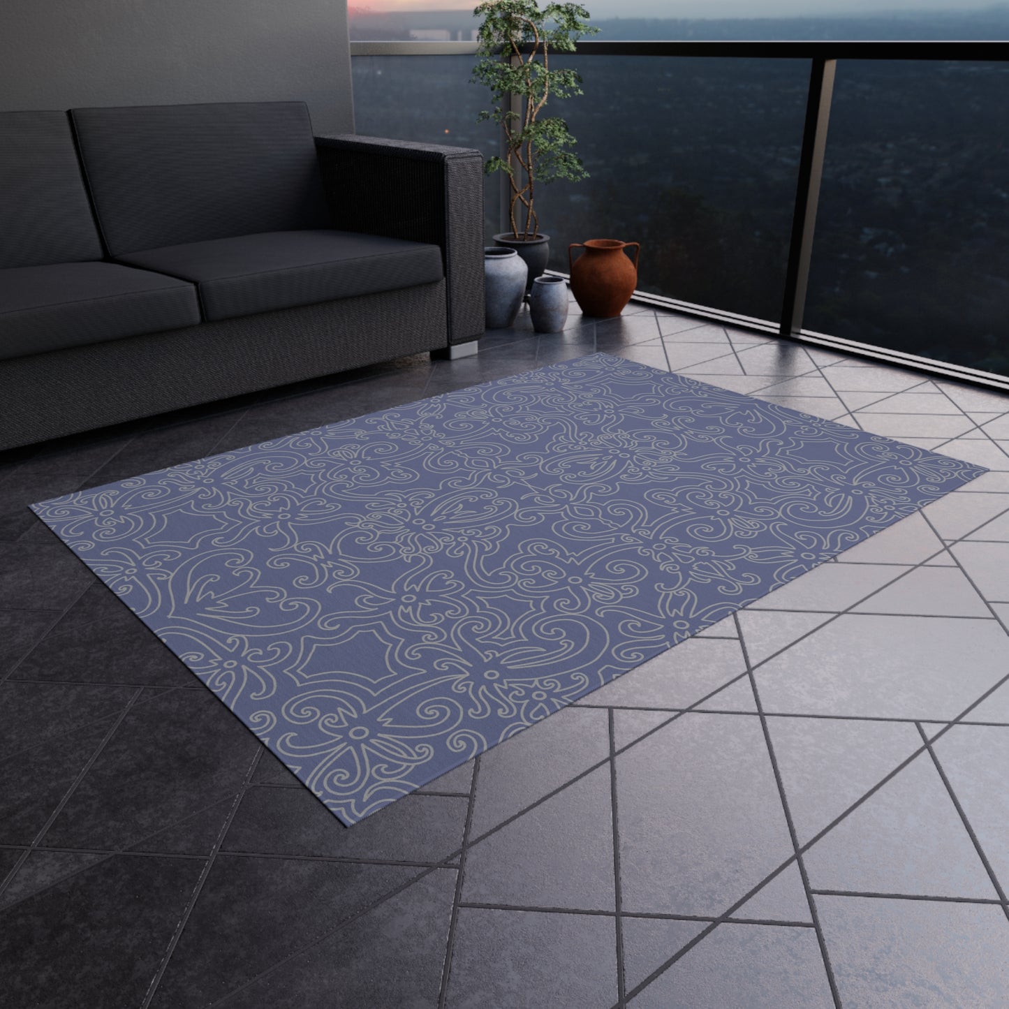 Chenille Outdoor Rug with No-Skid Backing Cozy Grey Outdoor Carpet Patio Decor Gazebo Rug Pool Area Decor Outdoor Kitchen Carpet