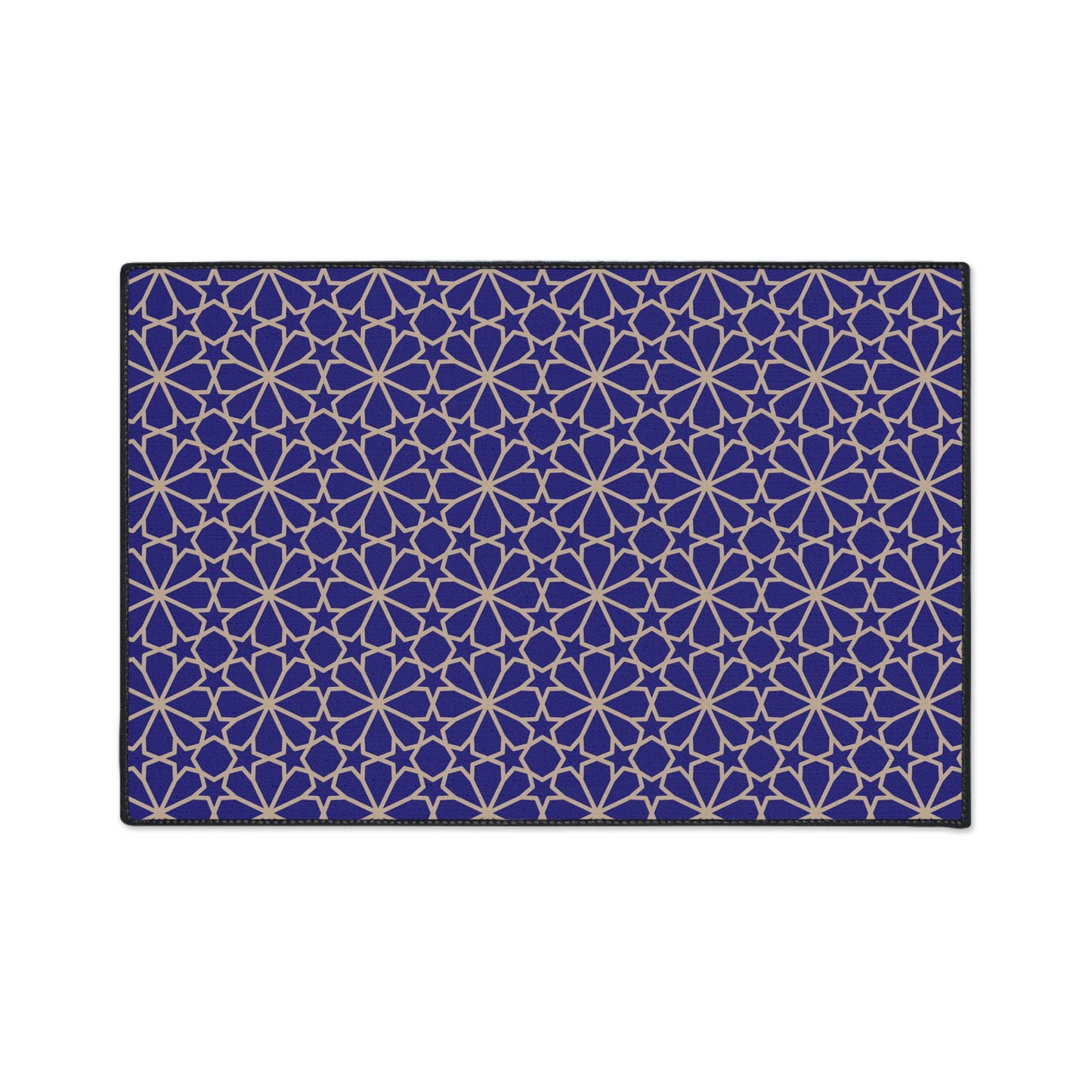 Decorative Heavy Duty Non-Slip Floor Mat Stylish Design Perfect for Entryway Kitchen Blue and Gold Geometric Floral Design Rug Bathroom Mat