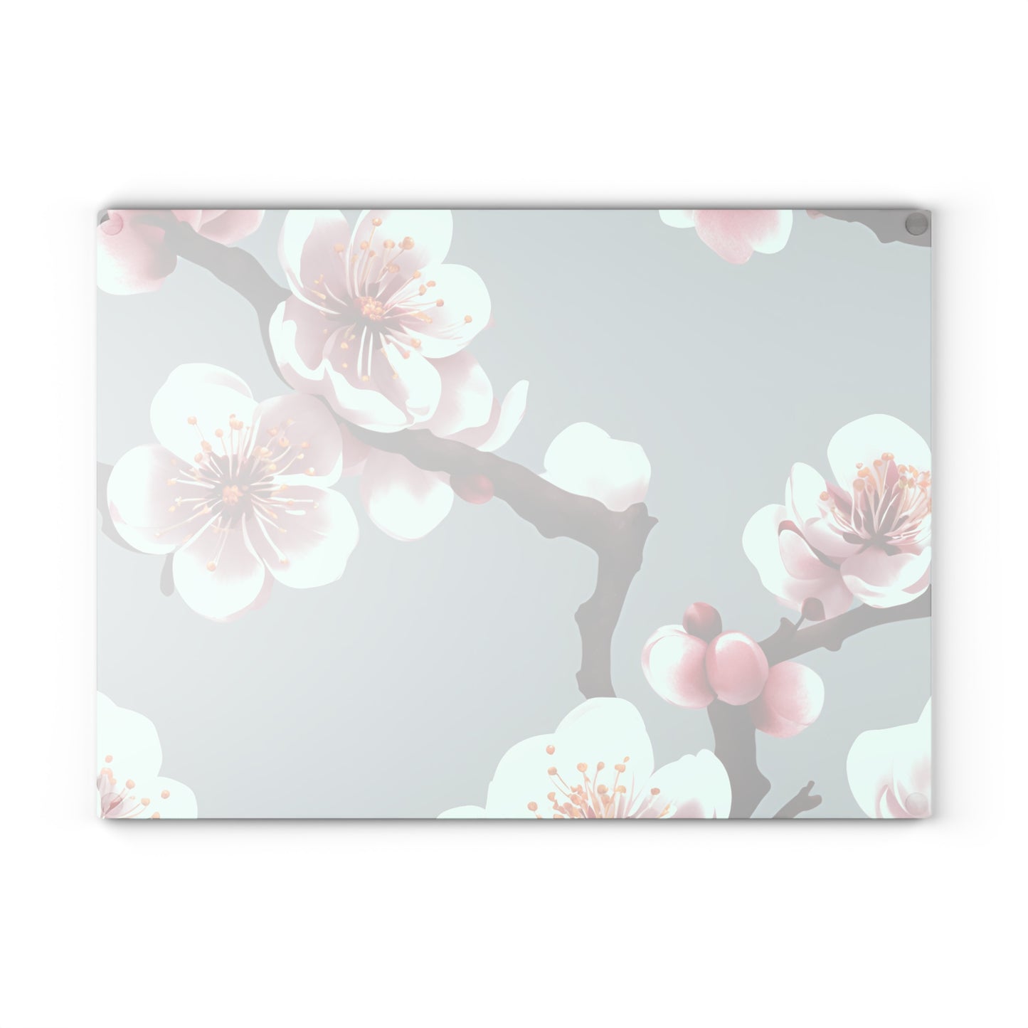 Kitchen Decor Glass Cutting Board Serving Tray with Plum Blossom Design Floral Pattern Cutting Board Gift for Home Cook Charcuterie Board
