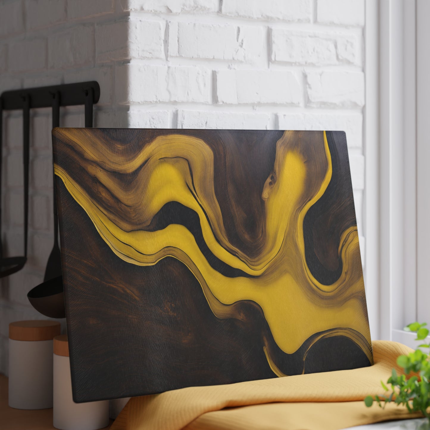Kitchen Decor Glass Cutting Board Serving Tray with Wood-look Design Cutting Board Gift for Home Cook Fun Charcuterie Board