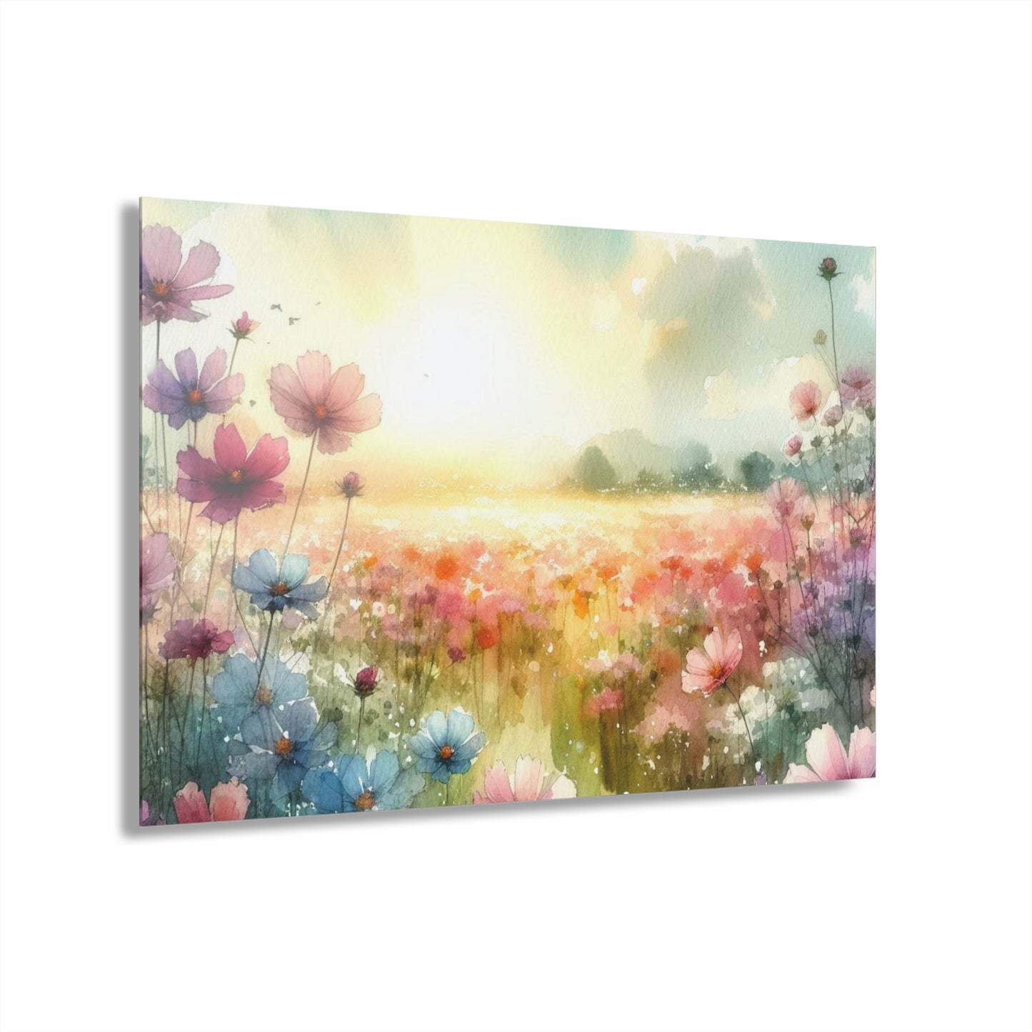 Large Floral Design Acrylic Print with Field of Flowers Nature Lover Wall Art Flower Gift Daisy Flower Artwork Modern Garden Home Decor