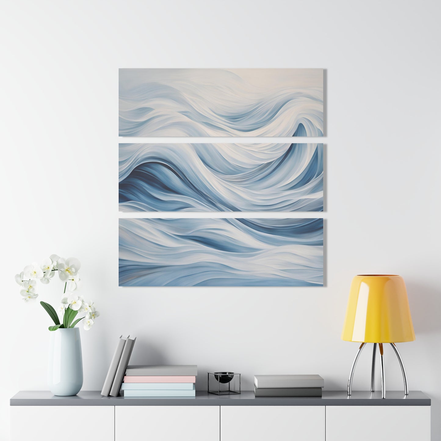 Modern Ocean Wave Design Triptych Acrylic Sea Lover Print Wall Art Unique Abstract Style Art Oceanic 3-Panel Beachy Wall Decor