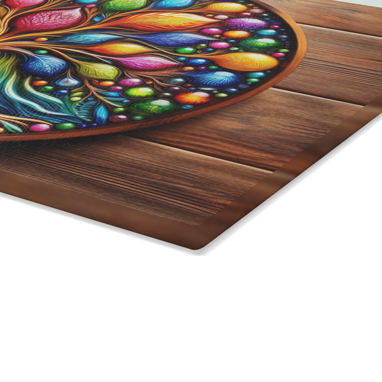 Kitchen Decor Glass Cutting Board Serving Tray with Tree of Life Design Cutting Board Gift for Home Cook Glass Charcuterie Board