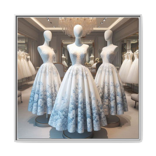 Fashion Formal Wedding Dress Framed Canvas Print Wall Art Unique Fashion Designer Style Haute Couture Fashionista Gift Decor 3 Frame Colors