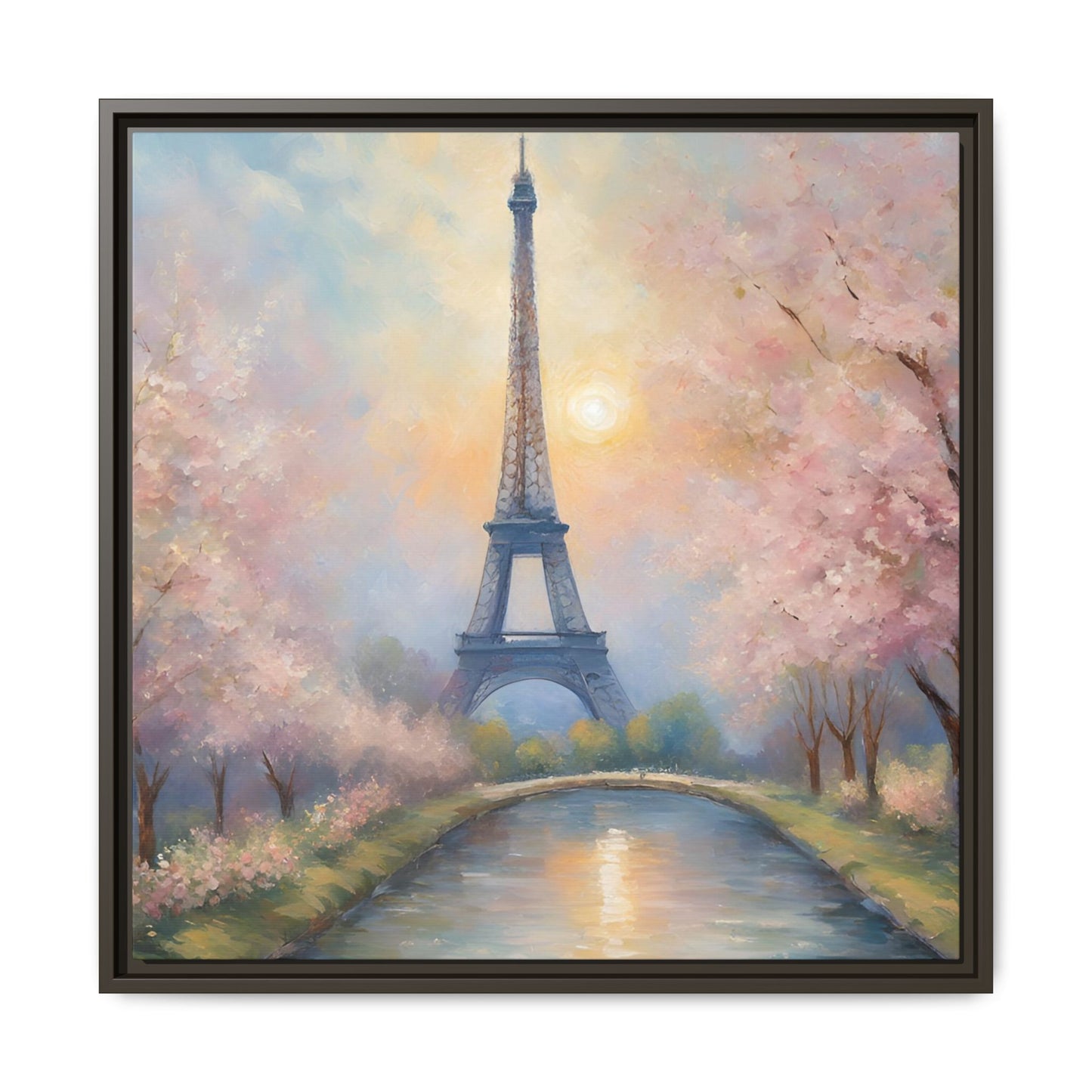 Modern Abstract Pastel Eiffel Tower Design Unique Framed Colorful Canvas Landscape Wall Art Paris France Gift Landscape Gift 3 frame colors