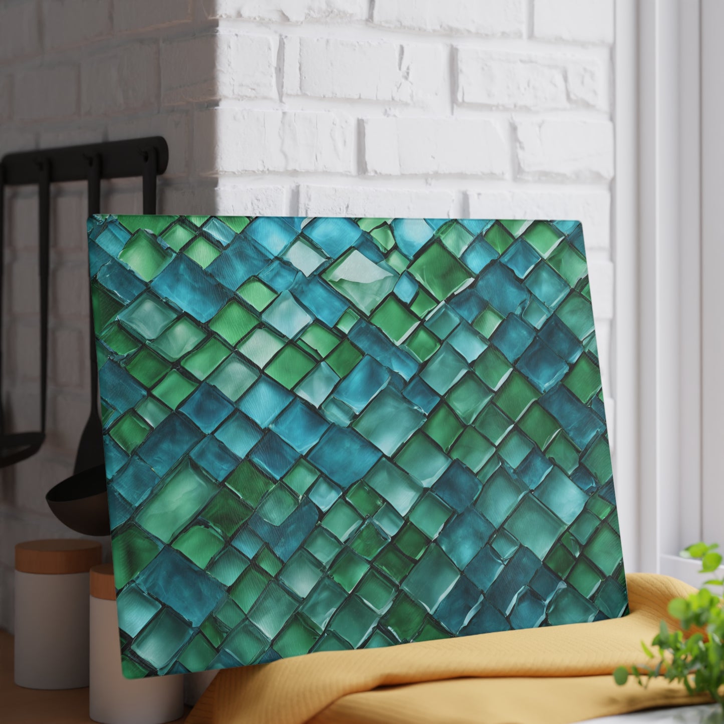 Kitchen Decor Glass Cutting Board Serving Tray with Glass Tile Design Cutting Board Gift for Home Cook Fun Glass Charcuterie Board