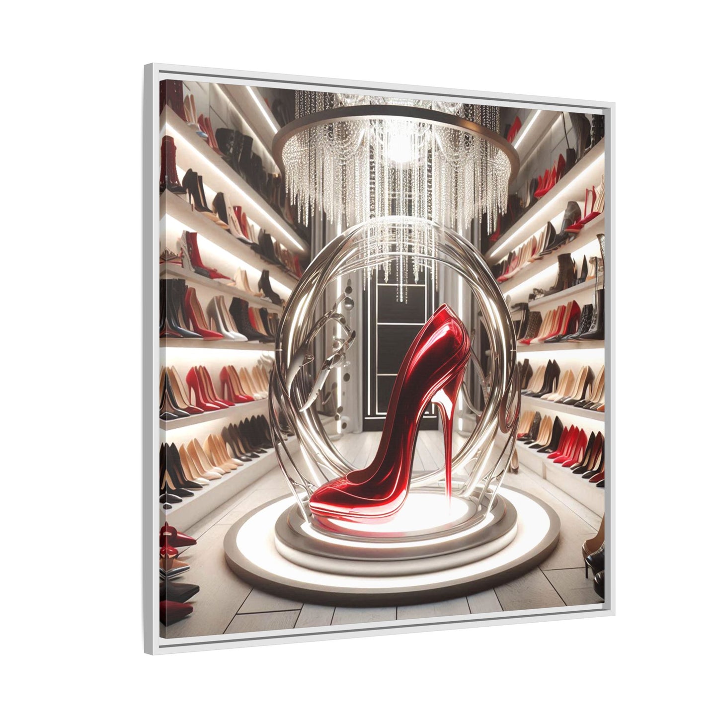High Heel Shoe Framed Canvas Print Wall Art Unique Fashion Designer Style Haute Couture Shoe Lover Fashionista Gift Decor 3 Frame Colors